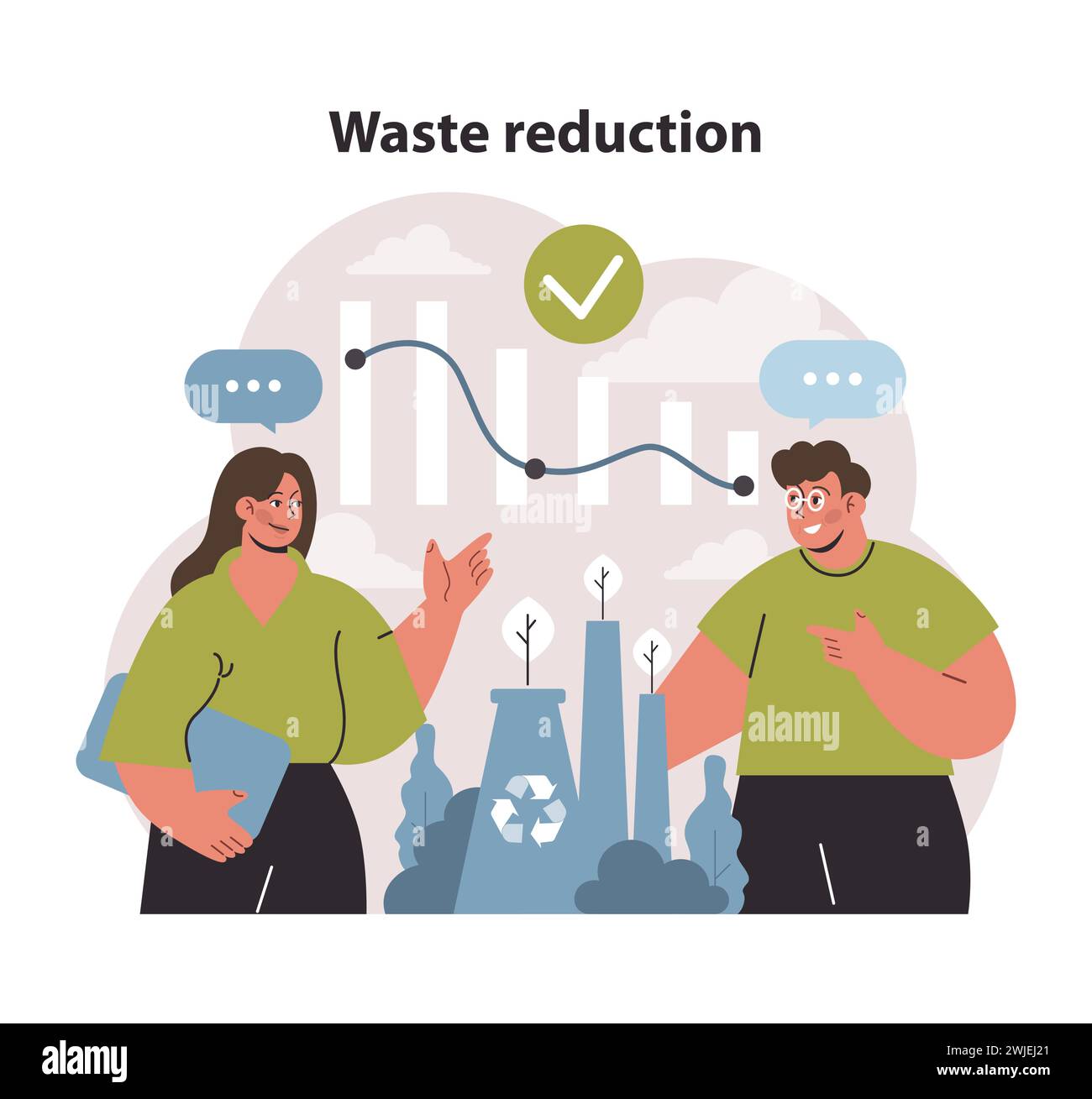 Waste reduction strategy visual Professionals analyzing and Waste reduction strategy visual Professionals analyzing and