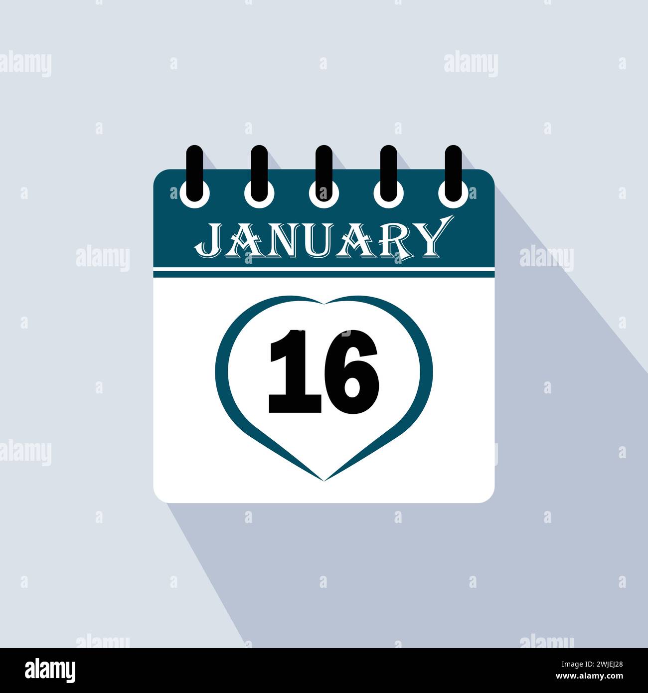 Icon calendar day - 16 January. 16th days of the month, vector illustration. Stock Vector
