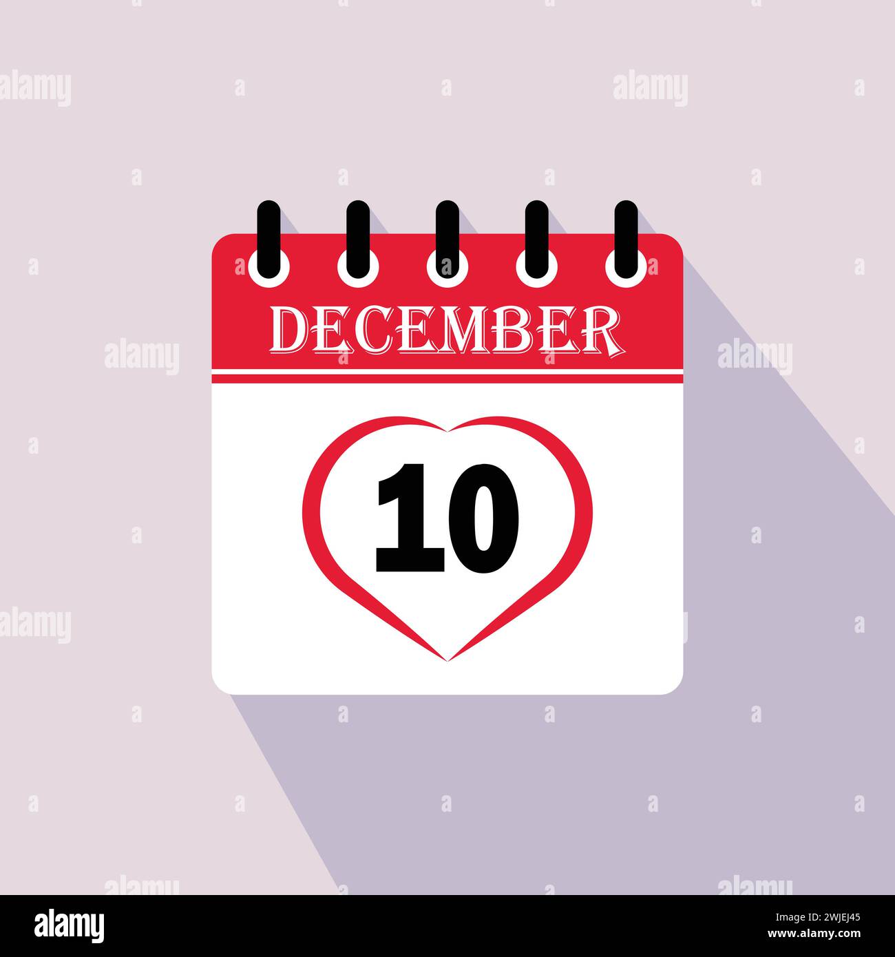 Icon calendar day 10 December. 10th days of the month, vector illustration Stock Vector Image