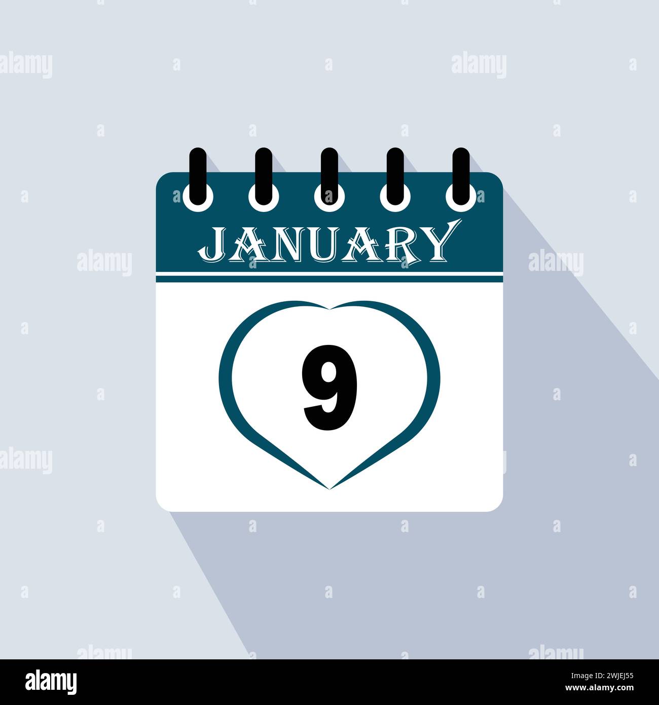 Icon calendar day 9 January. 9th days of the month, vector illustration Stock Vector Image