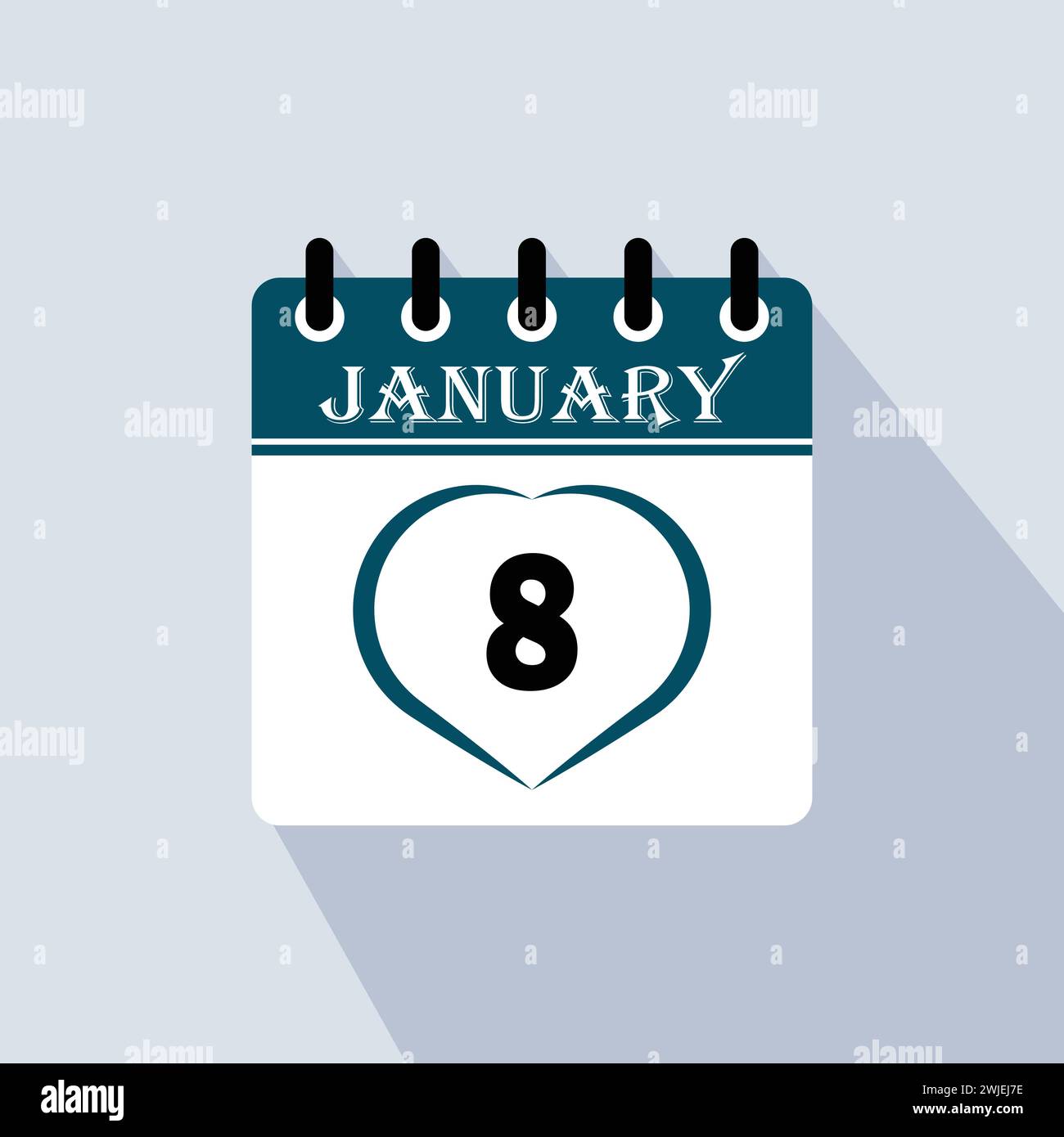 Icon calendar day 8 January. 8th days of the month, vector illustration Stock Vector Image