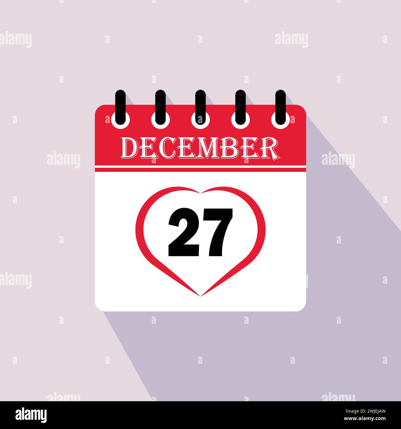 Icon calendar day - 27 December. 27 days of the month, vector illustration. Stock Vector