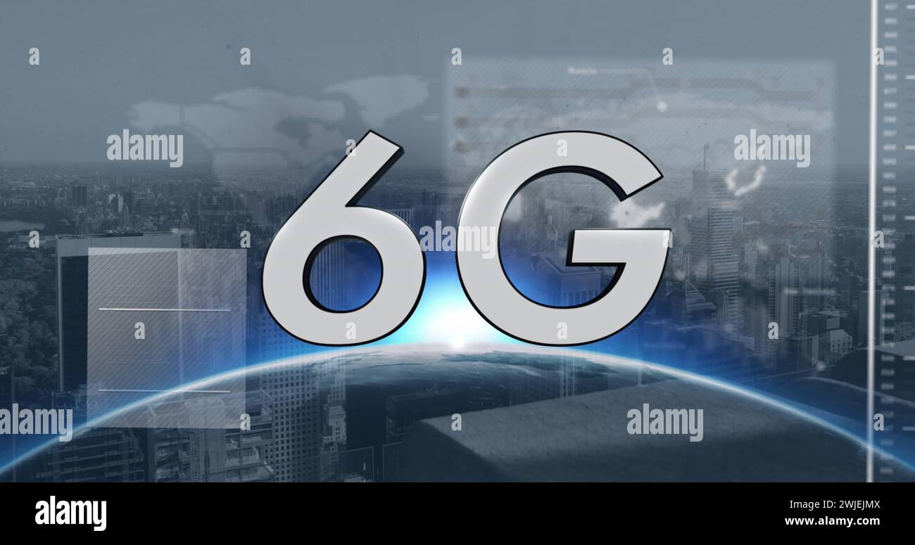 Image of 6g text and data processing Stock Photo