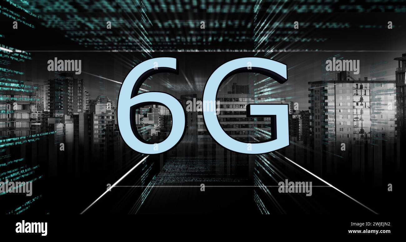 Image of 6g text and data processing Stock Photo