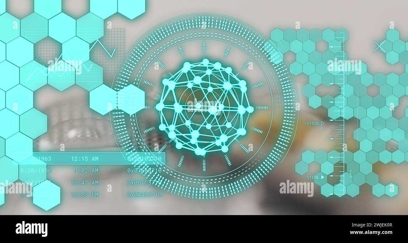 Image of shapes and data processing over pills Stock Photo - Alamy