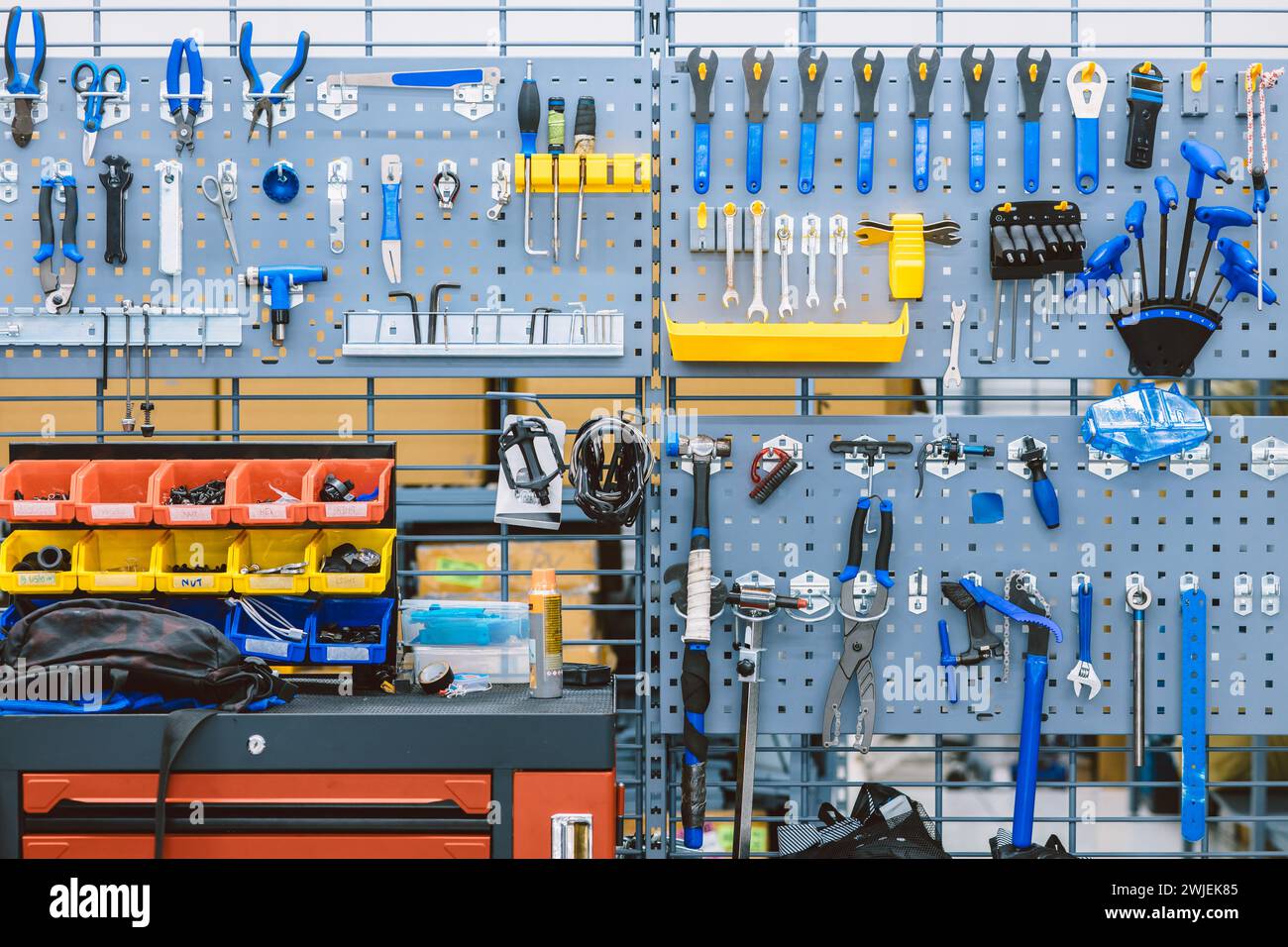 set of bike tools in bicycle professional service for fix