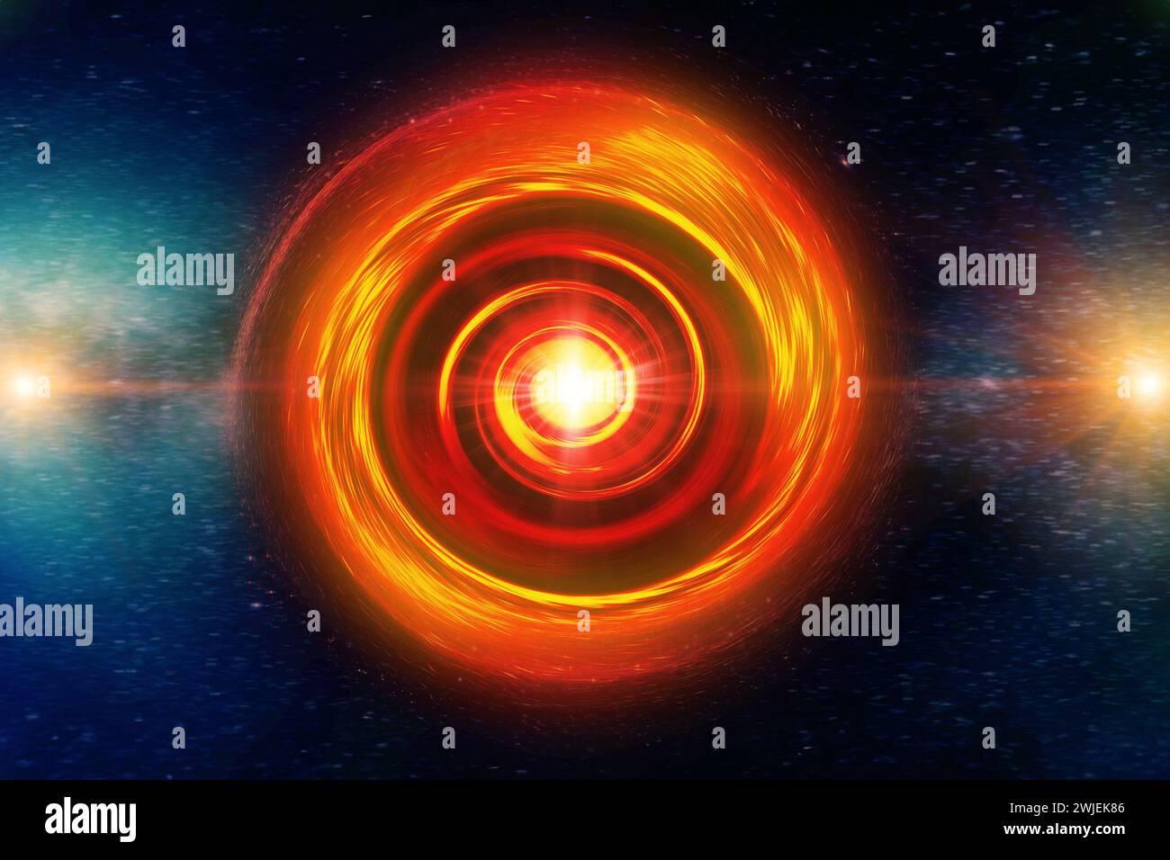 fire photon ring hot gas spining wormhole, Black hole super nova in deep space galaxy creative science imagine element from NASA Stock Photo