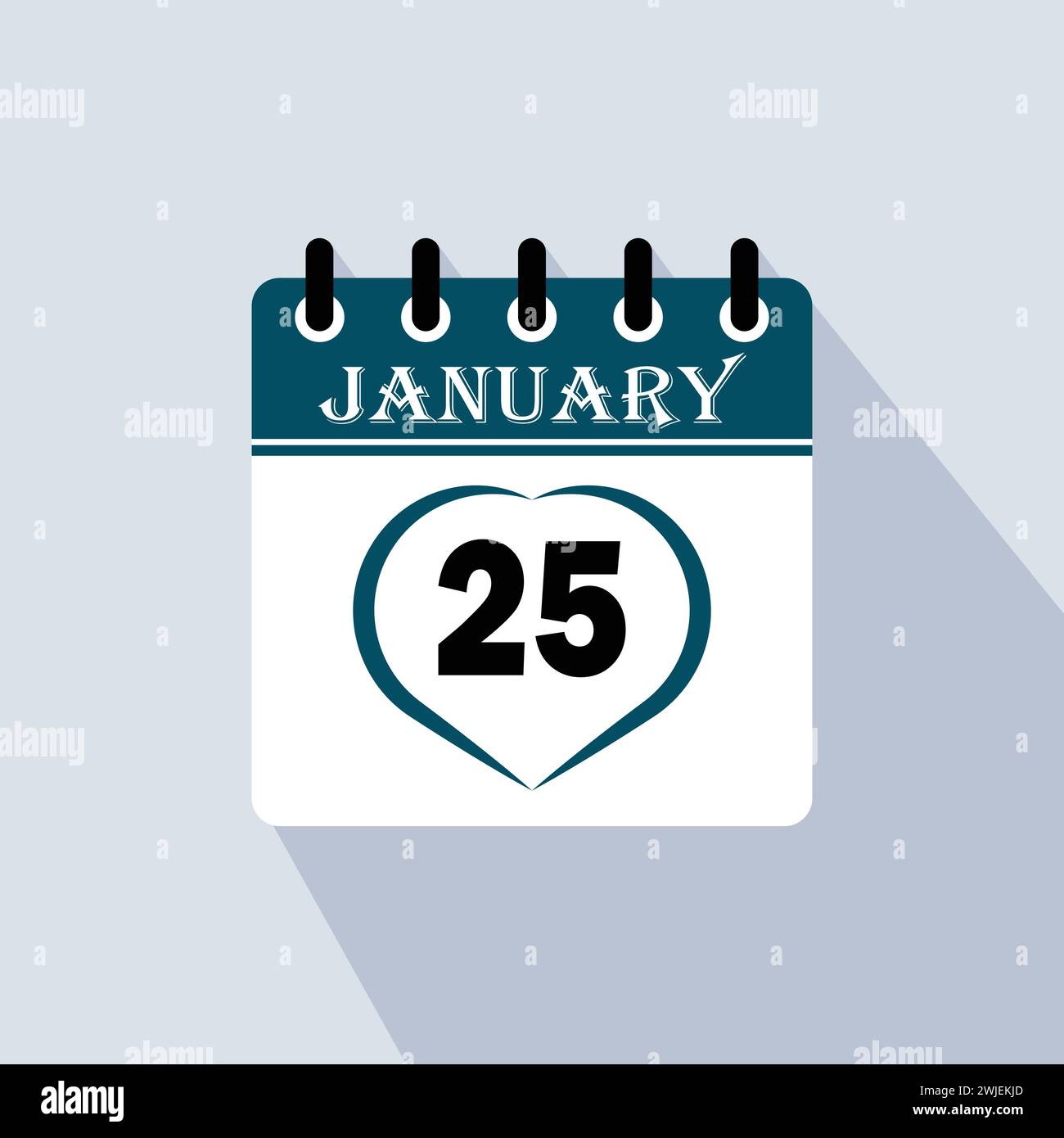 Icon calendar day 25 January. 25 days of the month, vector illustration Stock Vector Image
