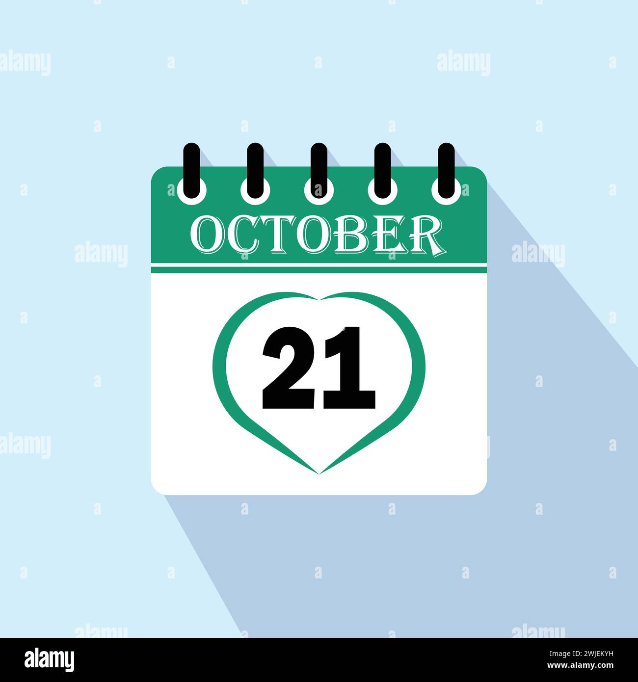 Icon calendar day 21 October. 21 days of the month, vector