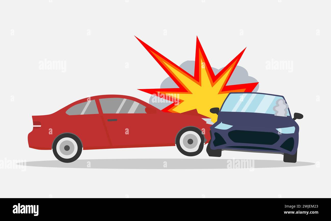 Car crash accident on the road. Vector illustration. Stock Vector