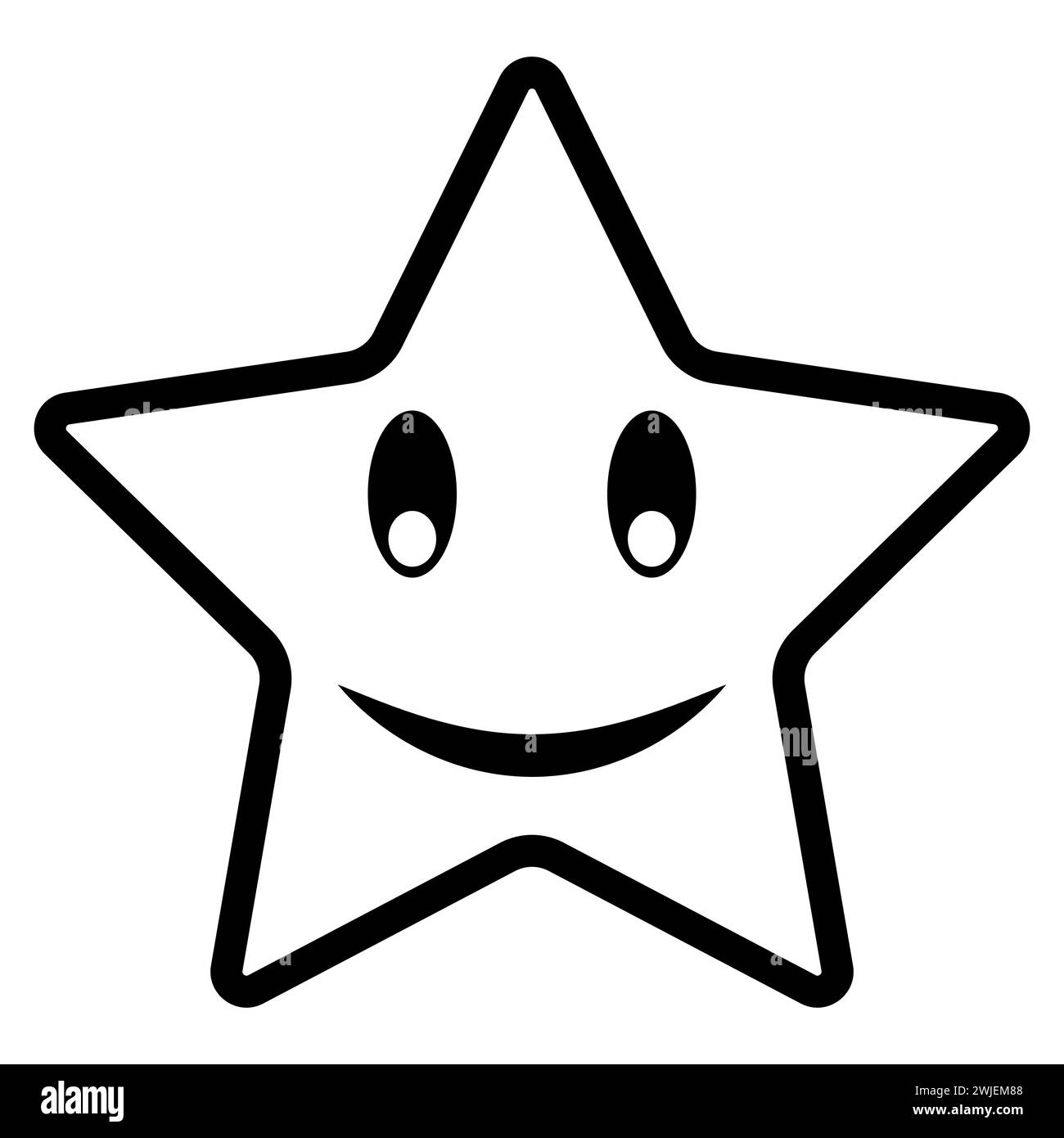 Smiling star emoticon, shining star emoji, good mood smile Stock Vector 
