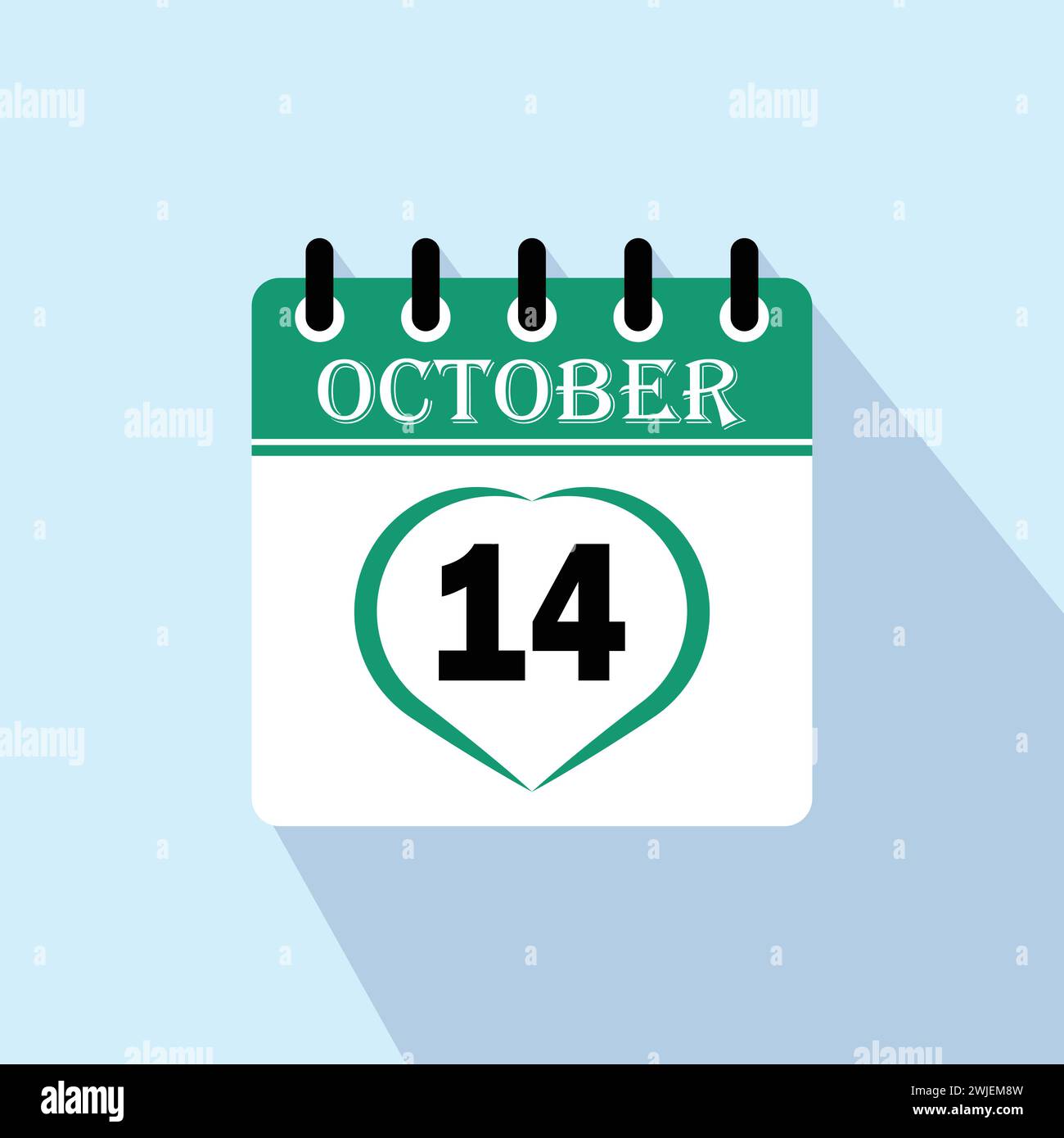 Icon calendar day 14 October. 14th days of the month, vector