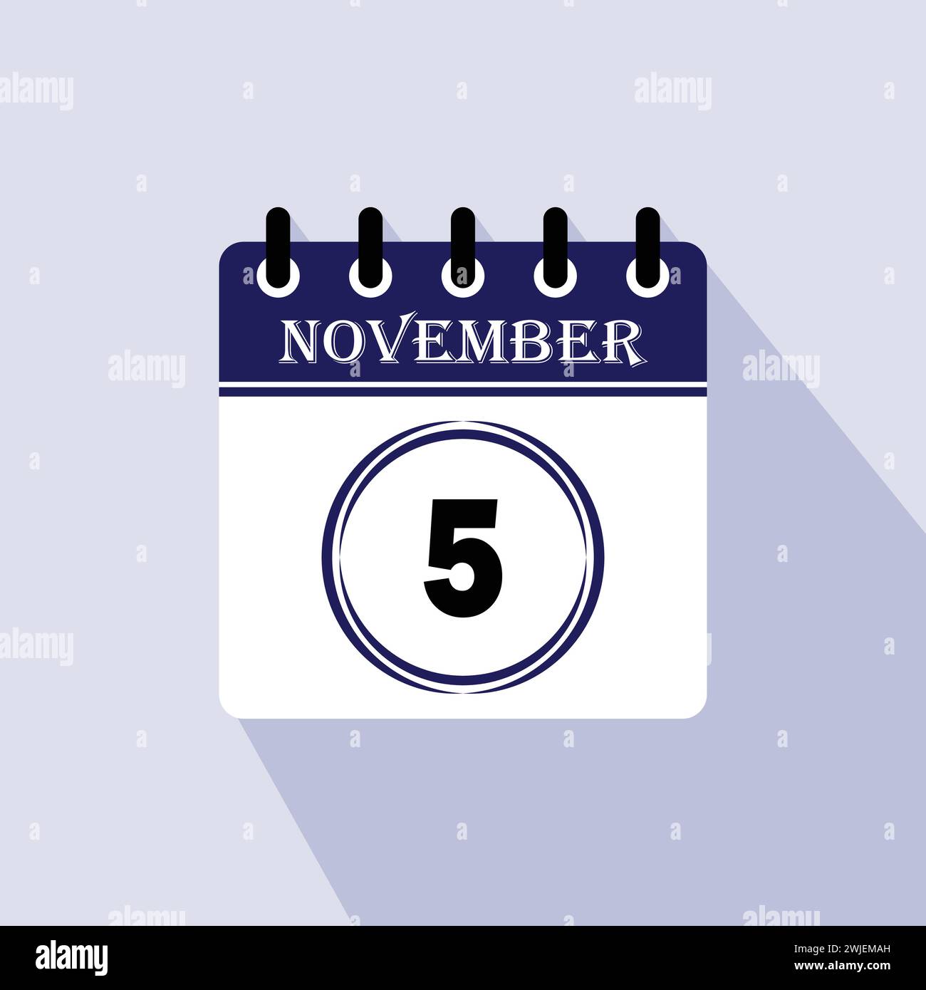 Icon calendar day - 5 November. 5th days of the month, vector illustration. Stock Vector