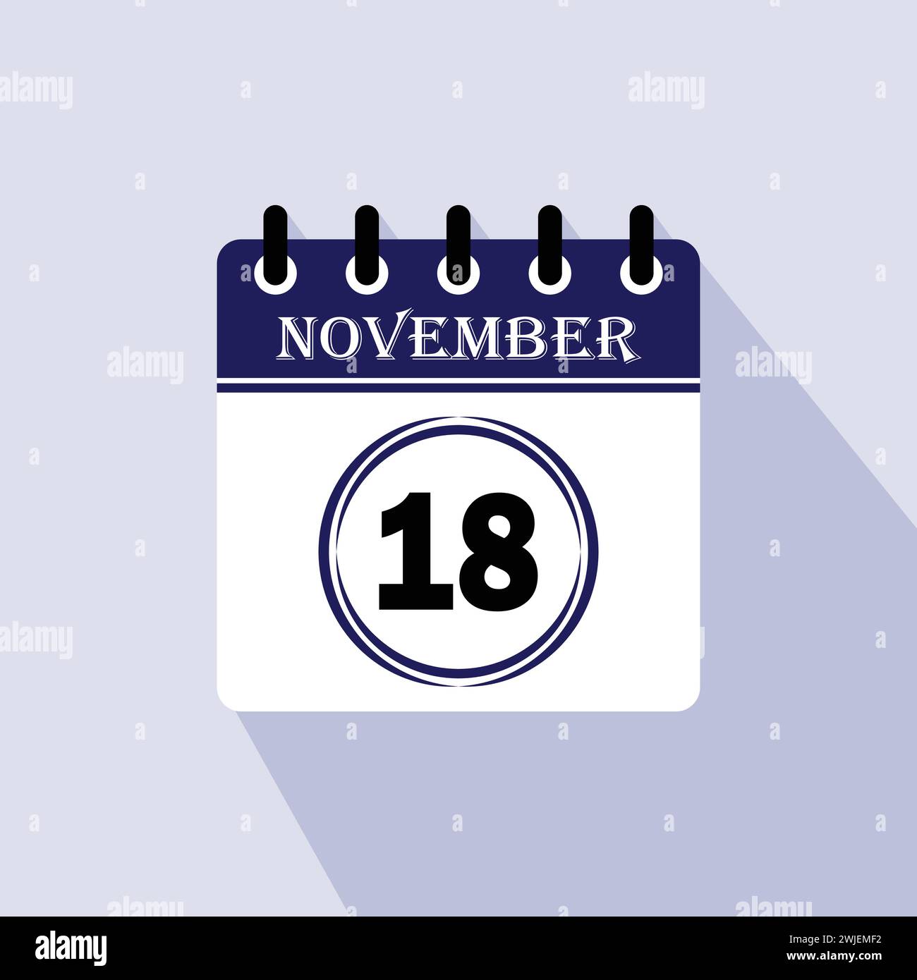 Icon calendar day 18 November. 18th days of the month, vector illustration Stock Vector Image