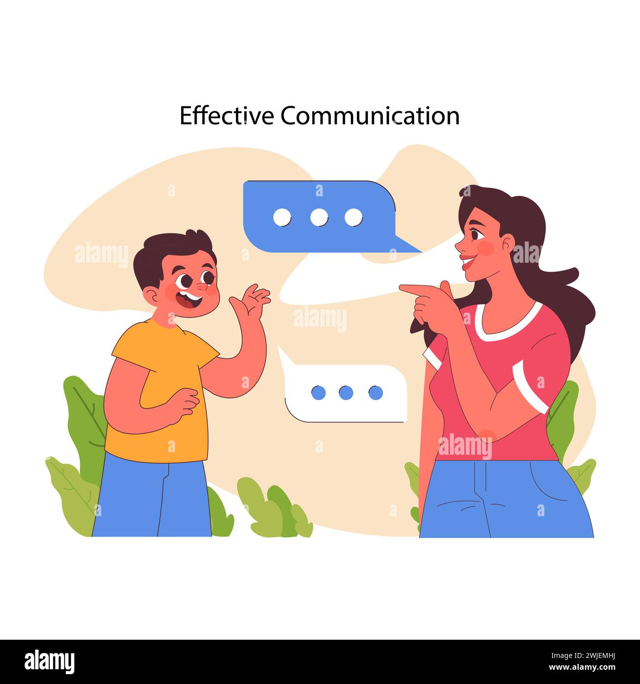 Effective communication concept. Boy and woman exchange ideas ...