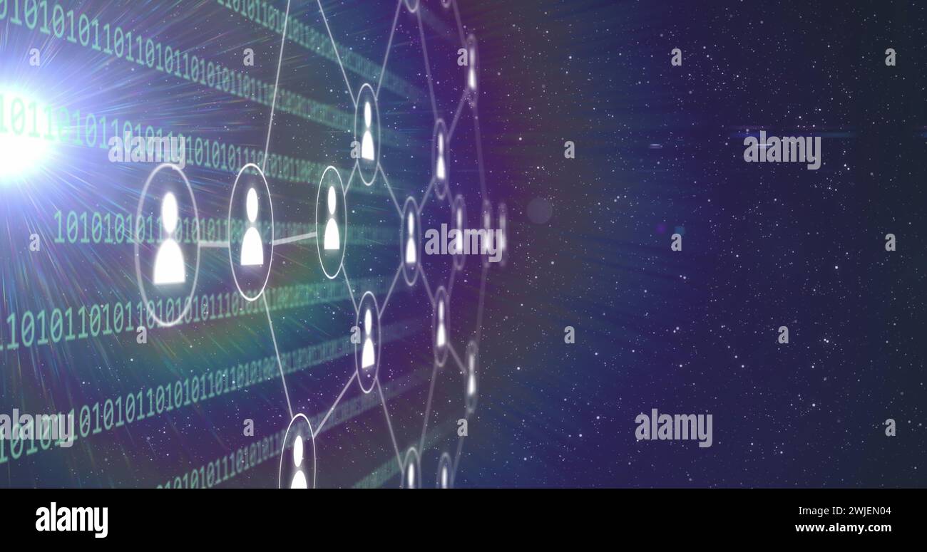 Image of connections and binary coding data processing Stock Photo