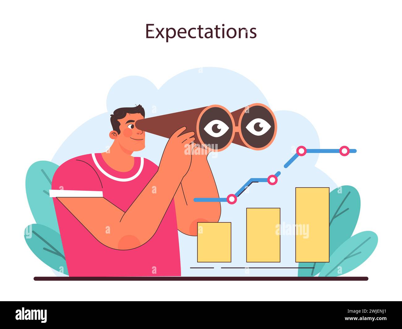 Expectations concept. Focused analysis on business growth trends with a