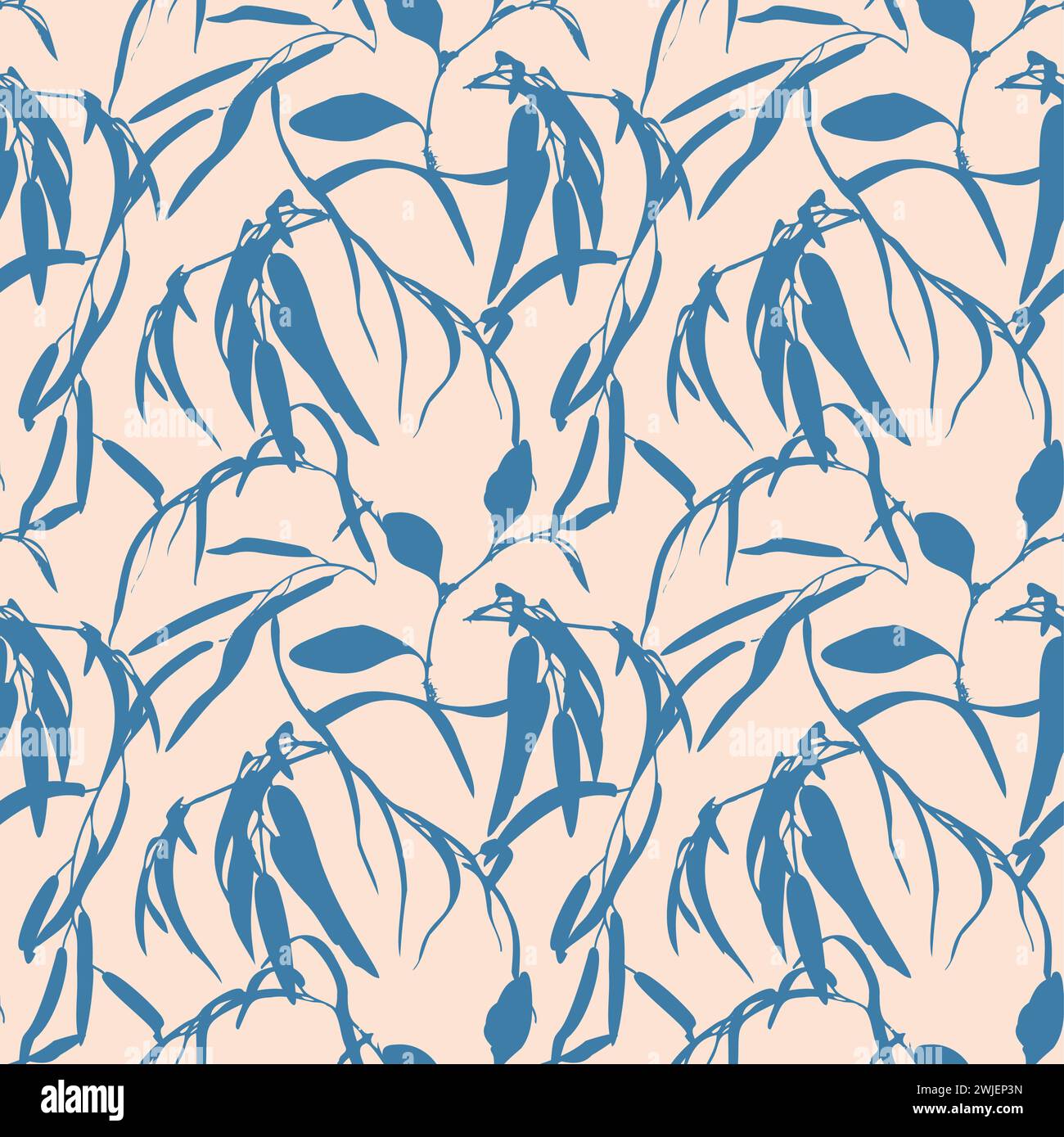 Botanical Seamless Pattern Bamboo Branches Motifs Stock Vector