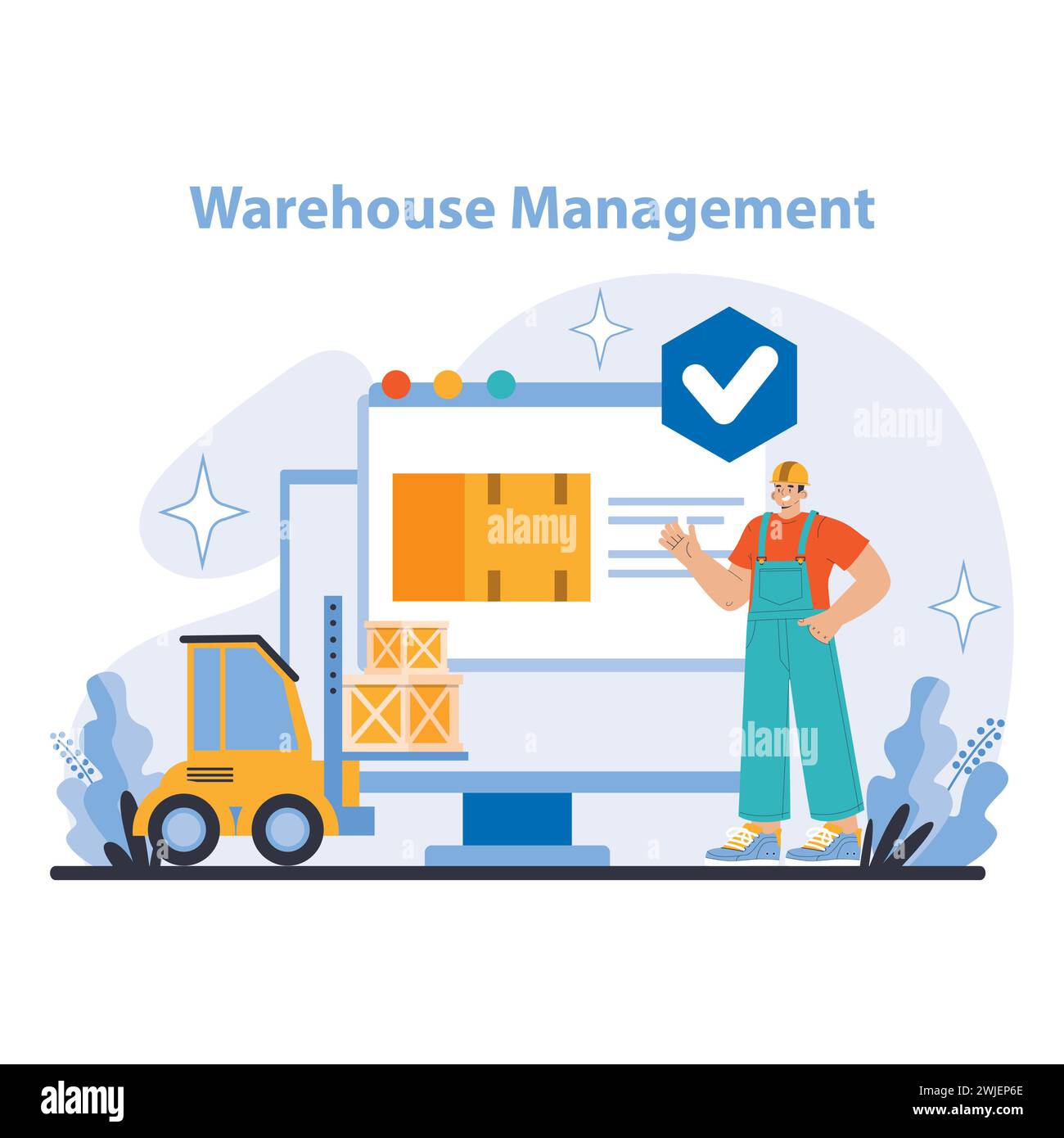 Warehouse Management concept. Showcases organized inventory storage and effective use of