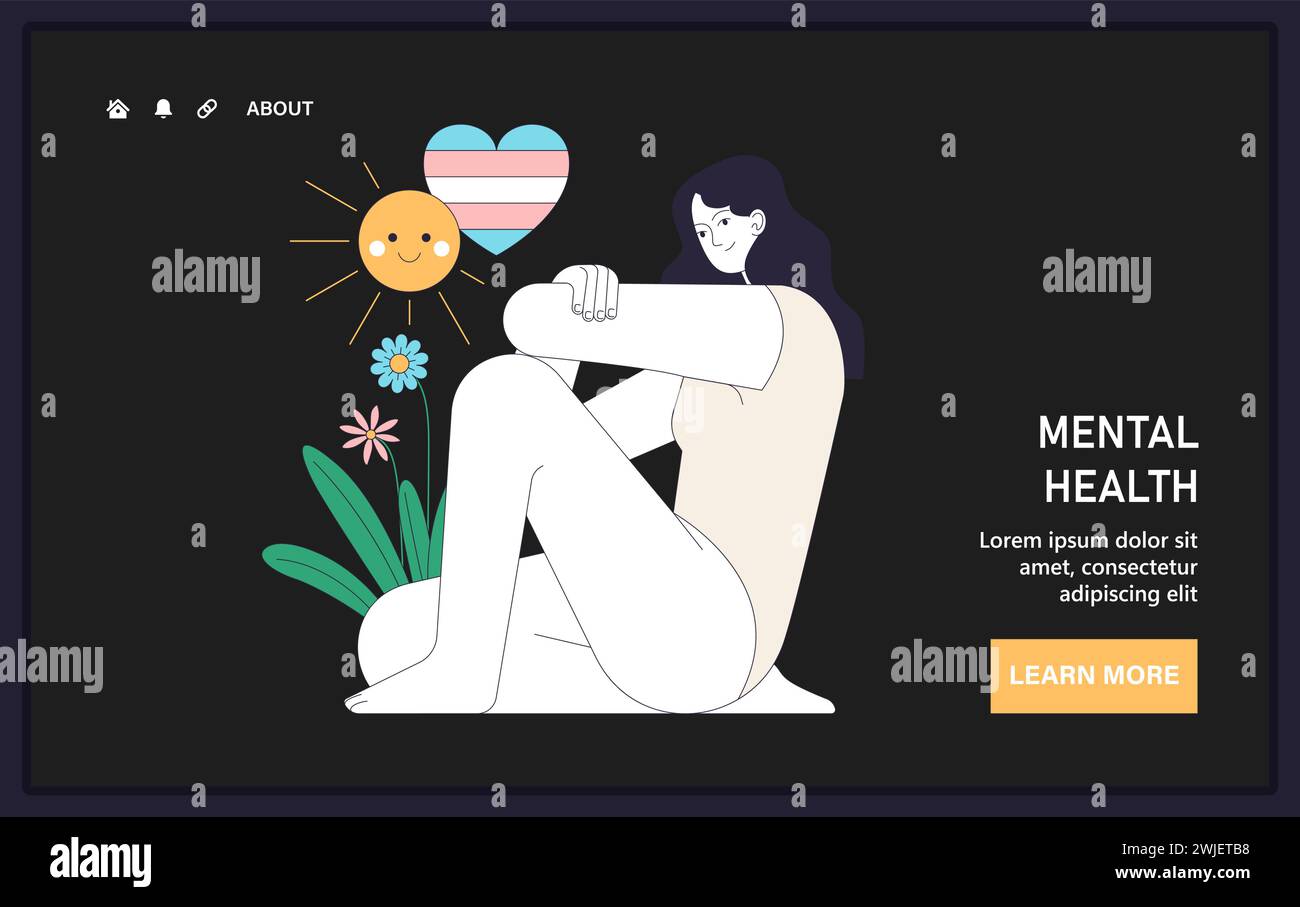 Transgender pride web or landing. Trans woman self-reflection and ...