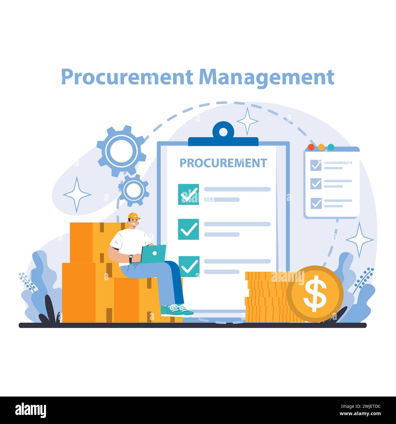 Procurement Management concept. Detailed view of strategic sourcing and
