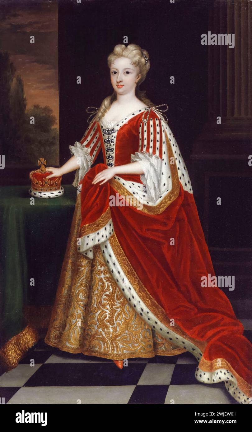 Caroline of Ansbach (1683-1737) as Princess of Wales, later Queen Consort of Great Britain and Ireland and Electress of Hanover 1727-1737, portrait painting in oil on canvas after Sir Godfrey Kneller, 1716-1725 Stock Photo