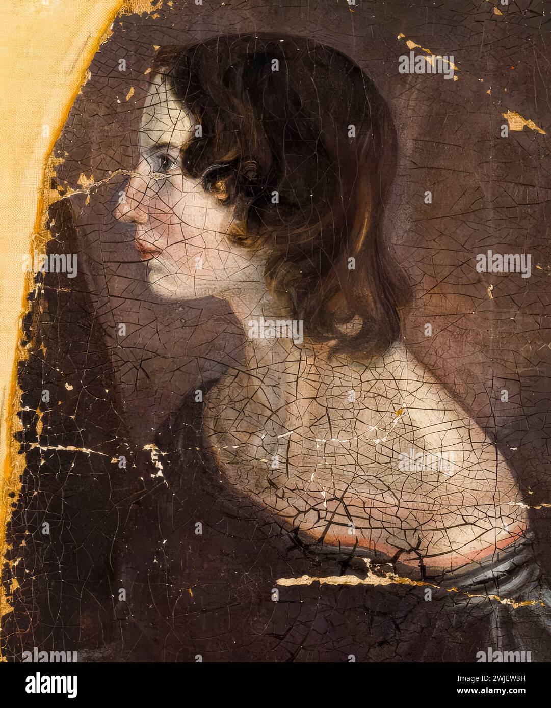Emily Brontë (1818-1848), English novelist and poet, portrait painting in oil on canvas by Patrick Branwell Brontë, circa 1833 Stock Photo