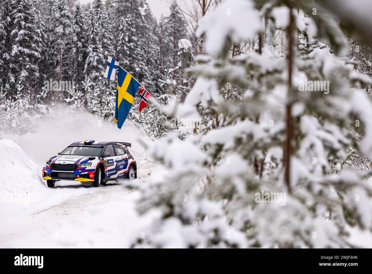 27 ZALDIVAR Fabrizio, DER OHHANESIAN Marcelo, Skoda Fabia RS Rally2, action during the Rally, Sweden. , . WRC World Rally Car Championship, from February 15 to 18, 2024 at Umea, Sweden - Photo Nikos Katikis/DPPI Credit: DPPI Media/Alamy Live News Stock Photo