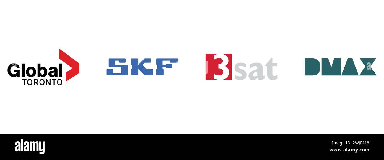 3Sat, SKF , Global Toronto, DMAX. Editorial vector logo collection. Stock Vector