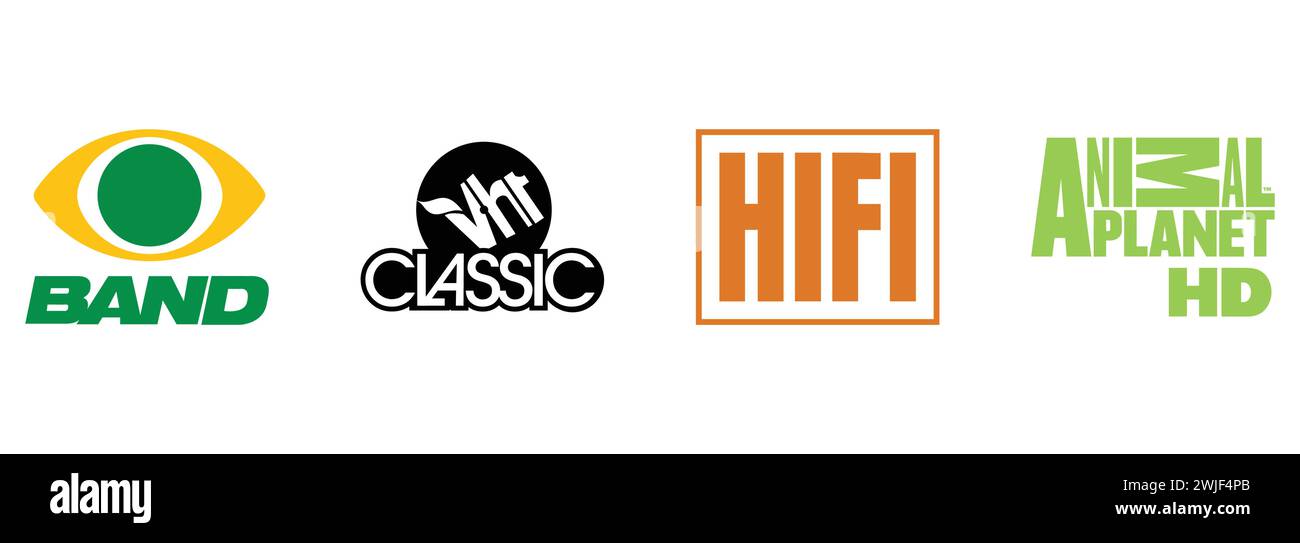 VH1 Classic, HIFI , Animal Planet HD , Rede Bandeirantes. Editorial vector logo collection. Stock Vector