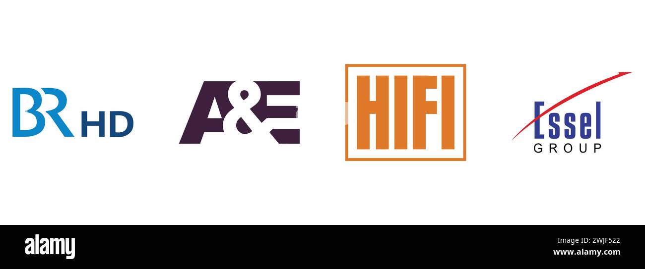 HIFI, Essel Group, A and E Network, BR HD. Editorial vector logo