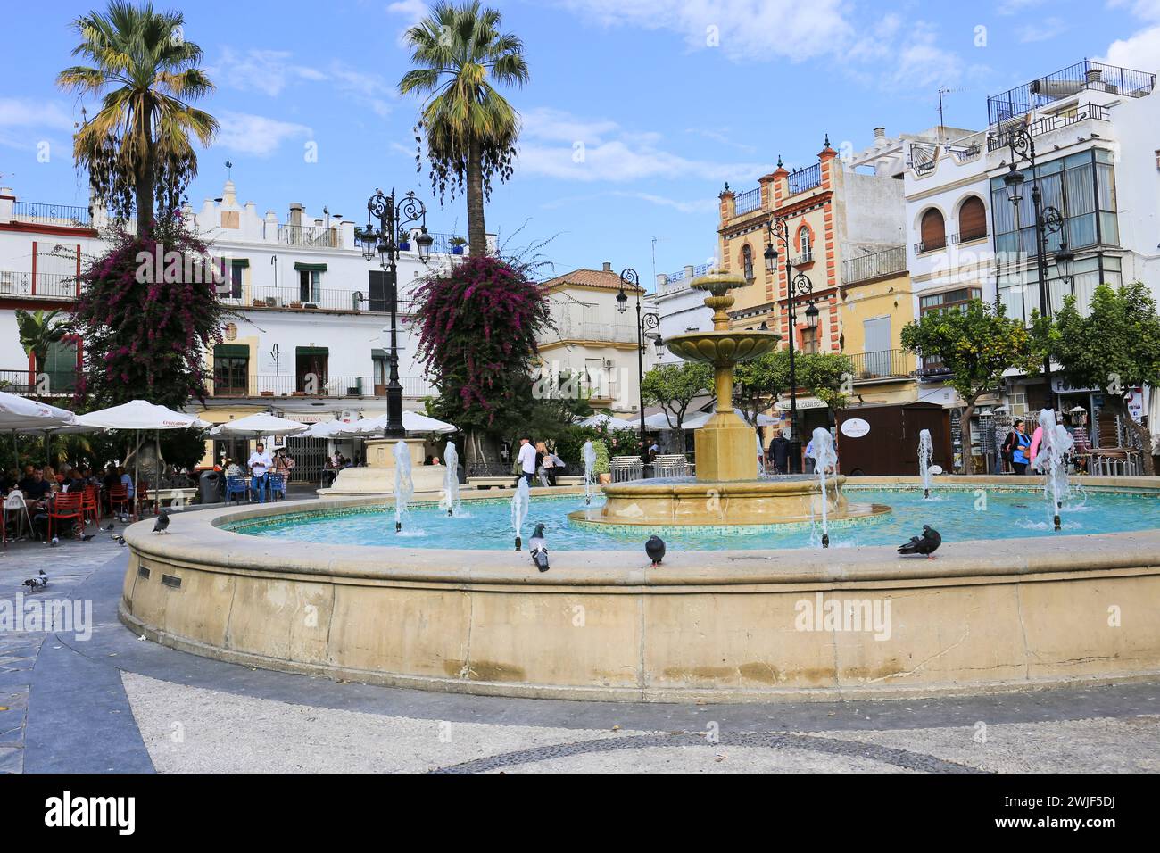 Sanlucar de Barrameda, Cadiz, Spain- October 2, 2023: Famous Plaza del Cabildo Square in Sanlucar de Barrameda Stock Photo