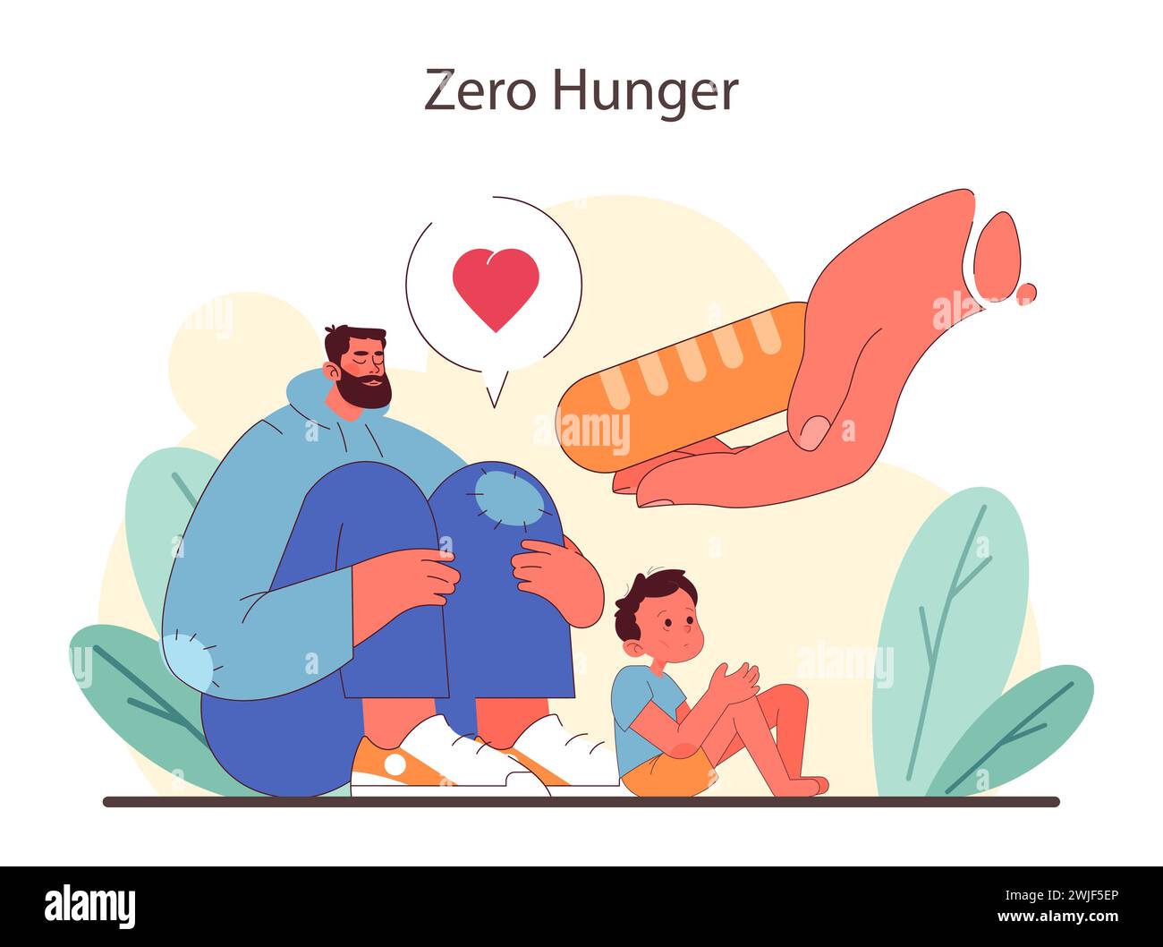 Nurturing a hungerfree world. A father and child depicted with symbols