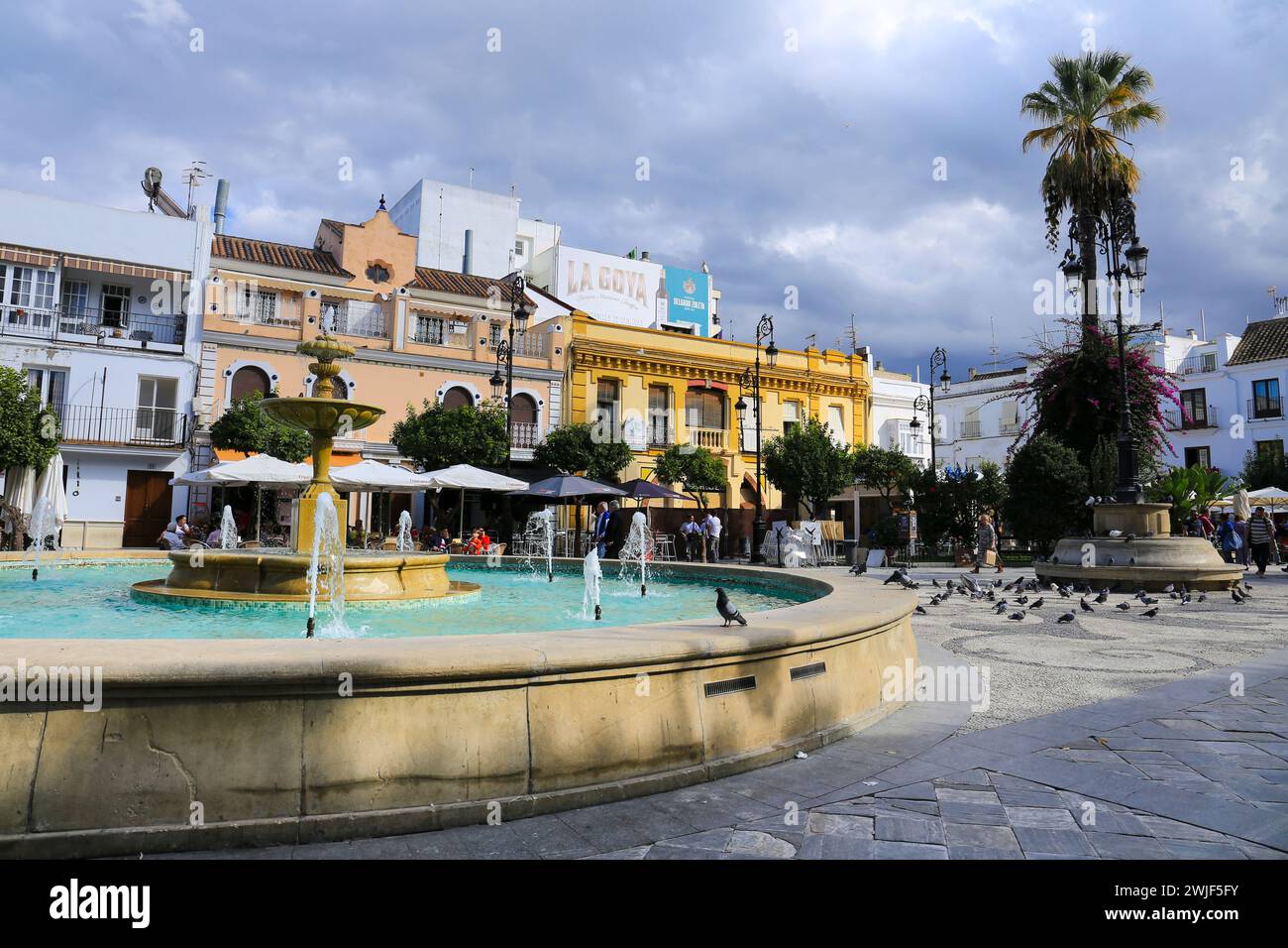 Sanlucar de Barrameda, Cadiz, Spain- October 2, 2023: Famous Plaza del Cabildo Square in Sanlucar de Barrameda Stock Photo