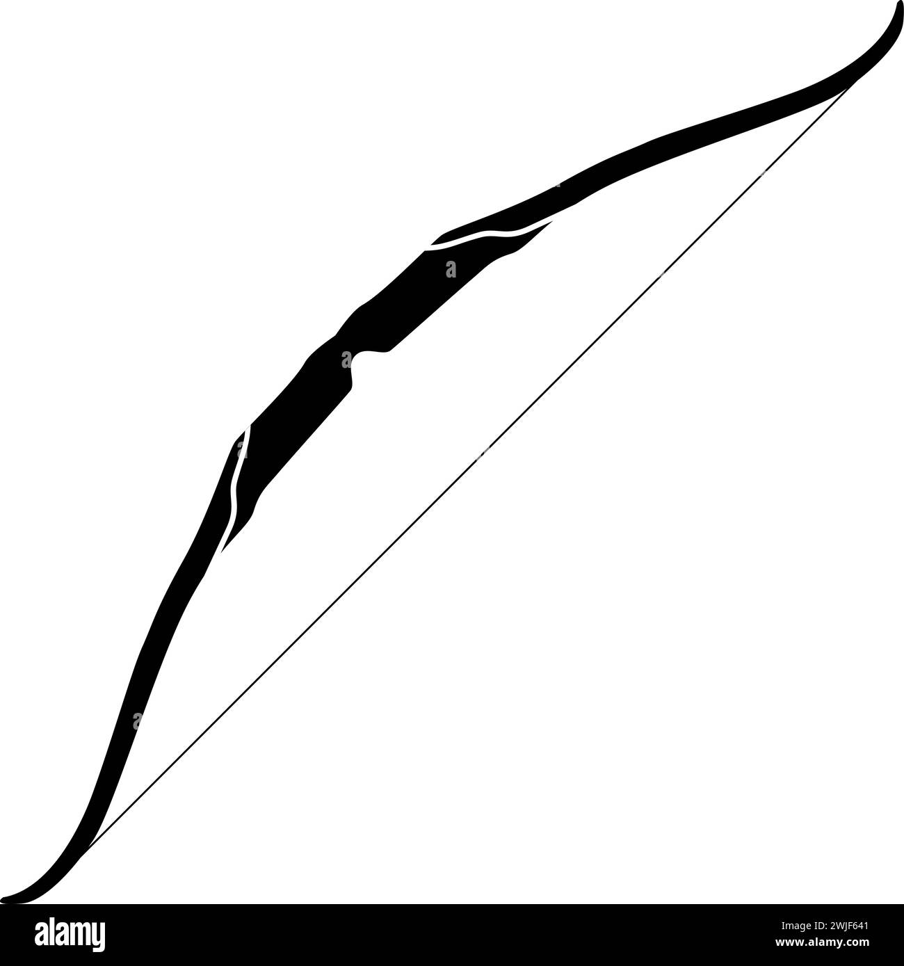 Traditional Hunting Wooden Bow Isolated Icon in Flat Style Stock Vector