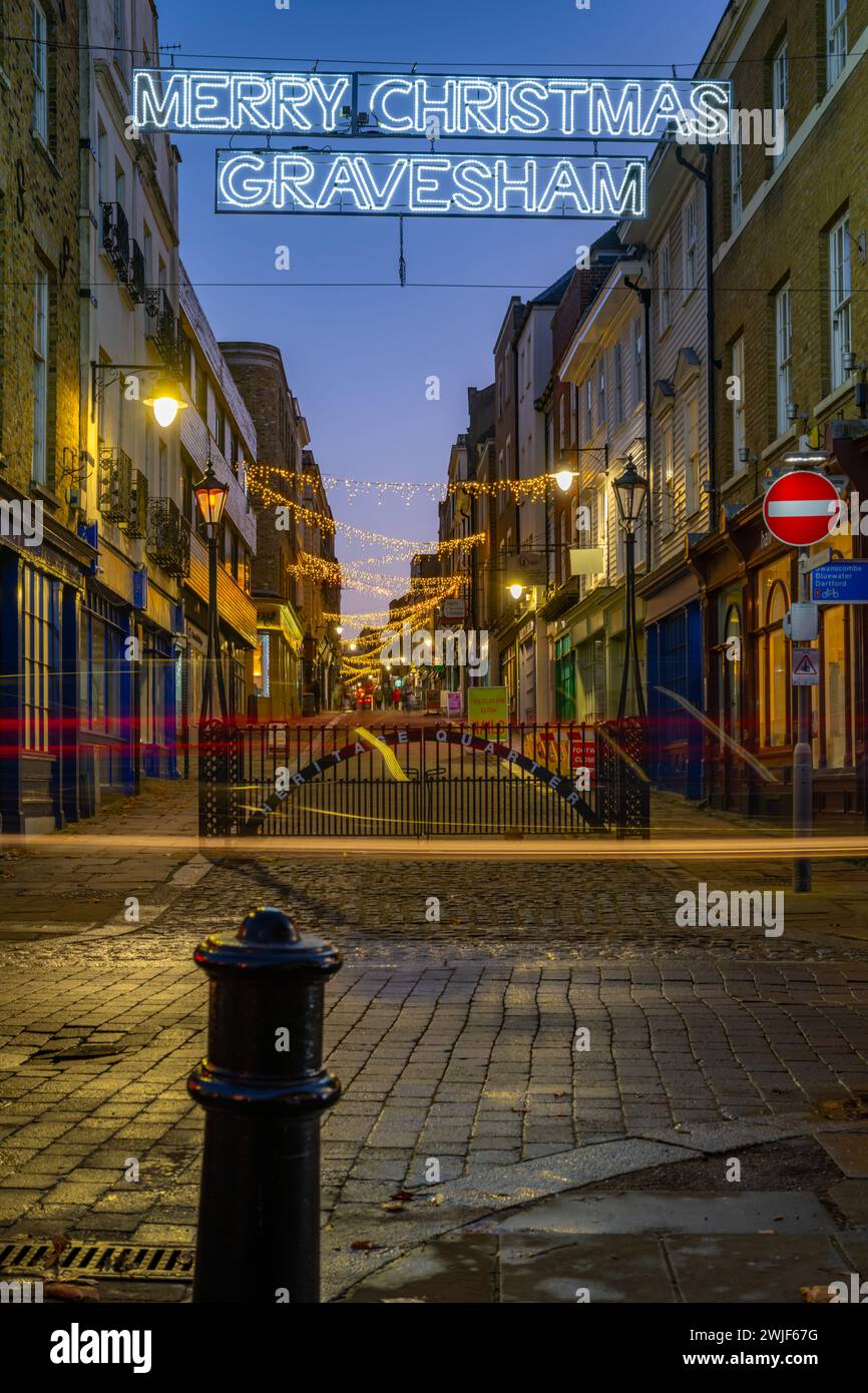 Christmas lights on the High street Gravesend from their Town Pier Stock Photo Alamy