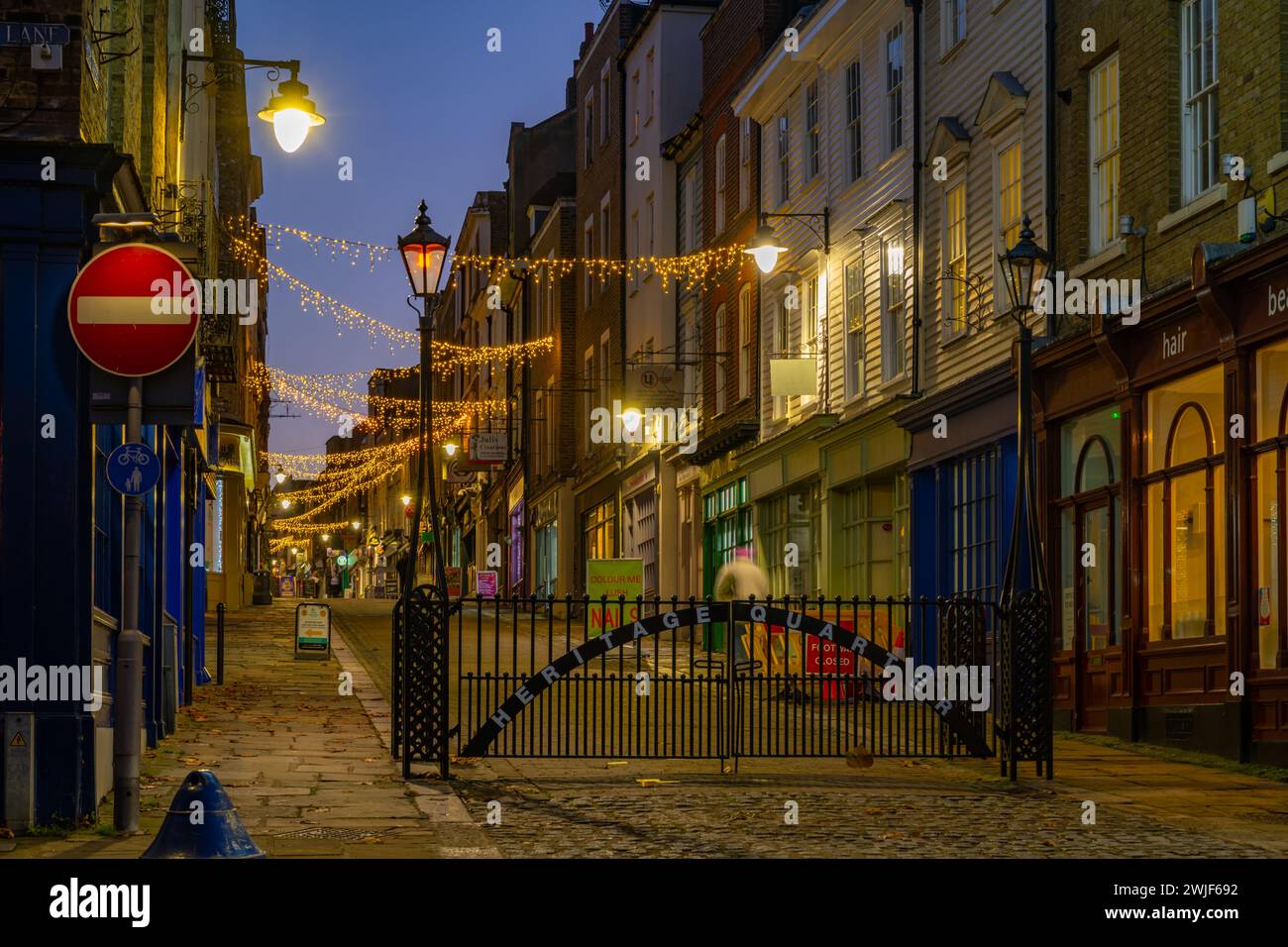 Christmas lights on the High street Gravesend from their Town Pier Stock Photo Alamy