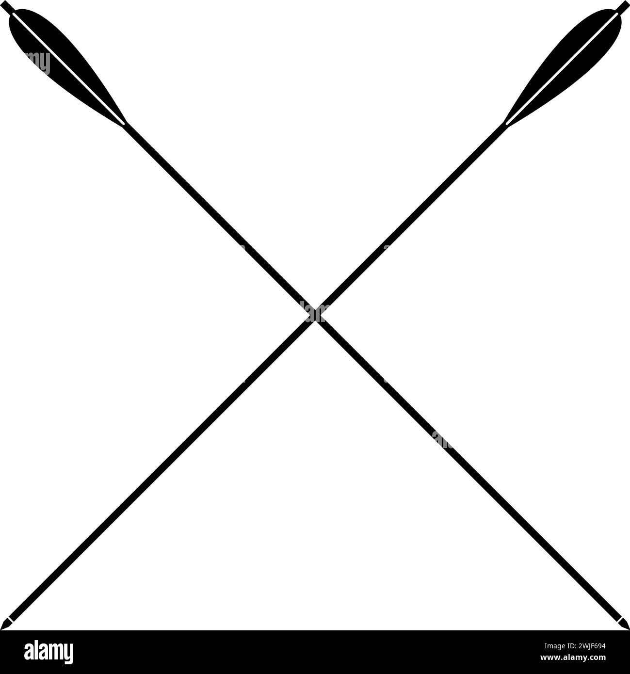 Crossed Traditional Hunting Crossbow Bolts with Metal Arrowhead