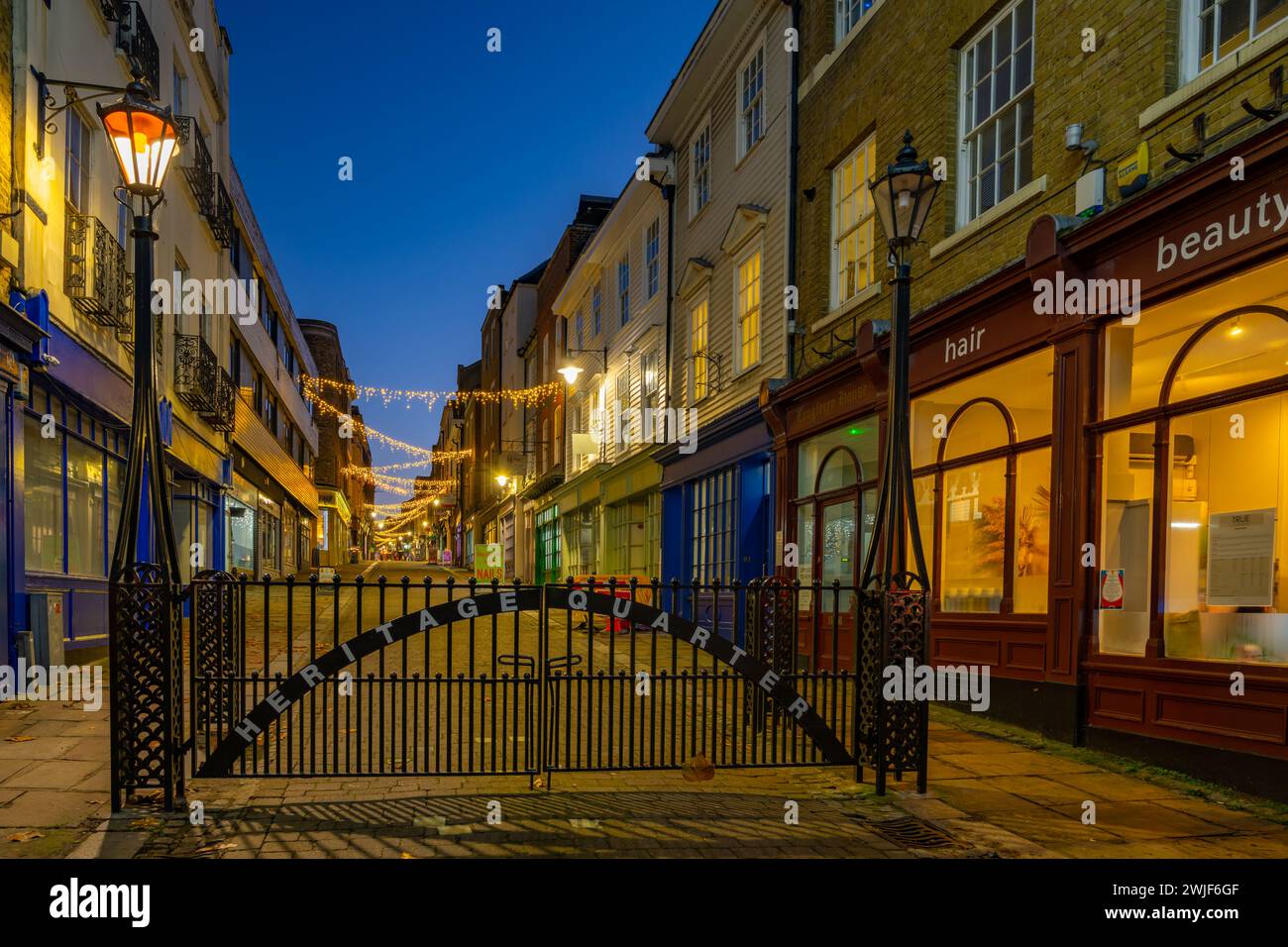 Christmas lights on the High street Gravesend from their Town Pier Stock Photo Alamy