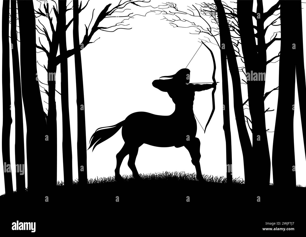 Silhouette of ancient Greek mythical character, Centaur, vector illustration Stock Vector