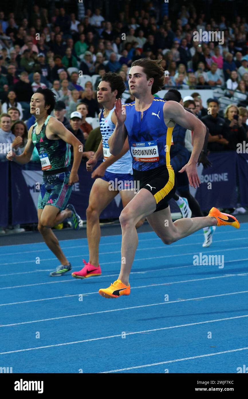 Melbourne, Australia. 15th Feb, 2024. Rohan Browning of Australia wins