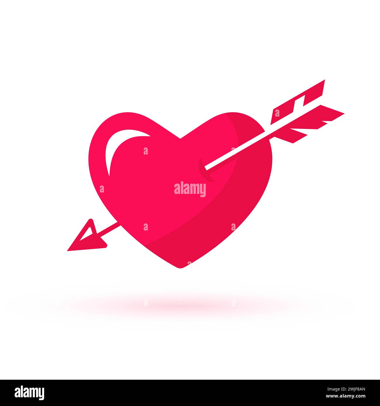 Heart pierced with arrow. Valentine's Day. Lovestruck, vector symbol. Falling in love. Stock Vector