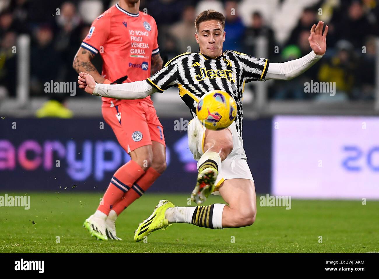 Kenan Yildiz (Juventus) is playing during the Serie A Football match ...