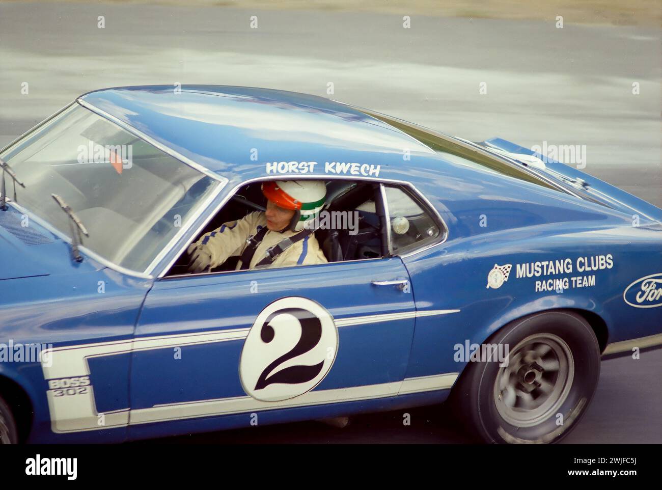 Horst Kwech driving a Shelby Racing Ford Mustang Boss 302 at the 1969 Trans-Am at  Circuit Mont-Tremblant in St. Jovite, Quebec, DNF Stock Photo