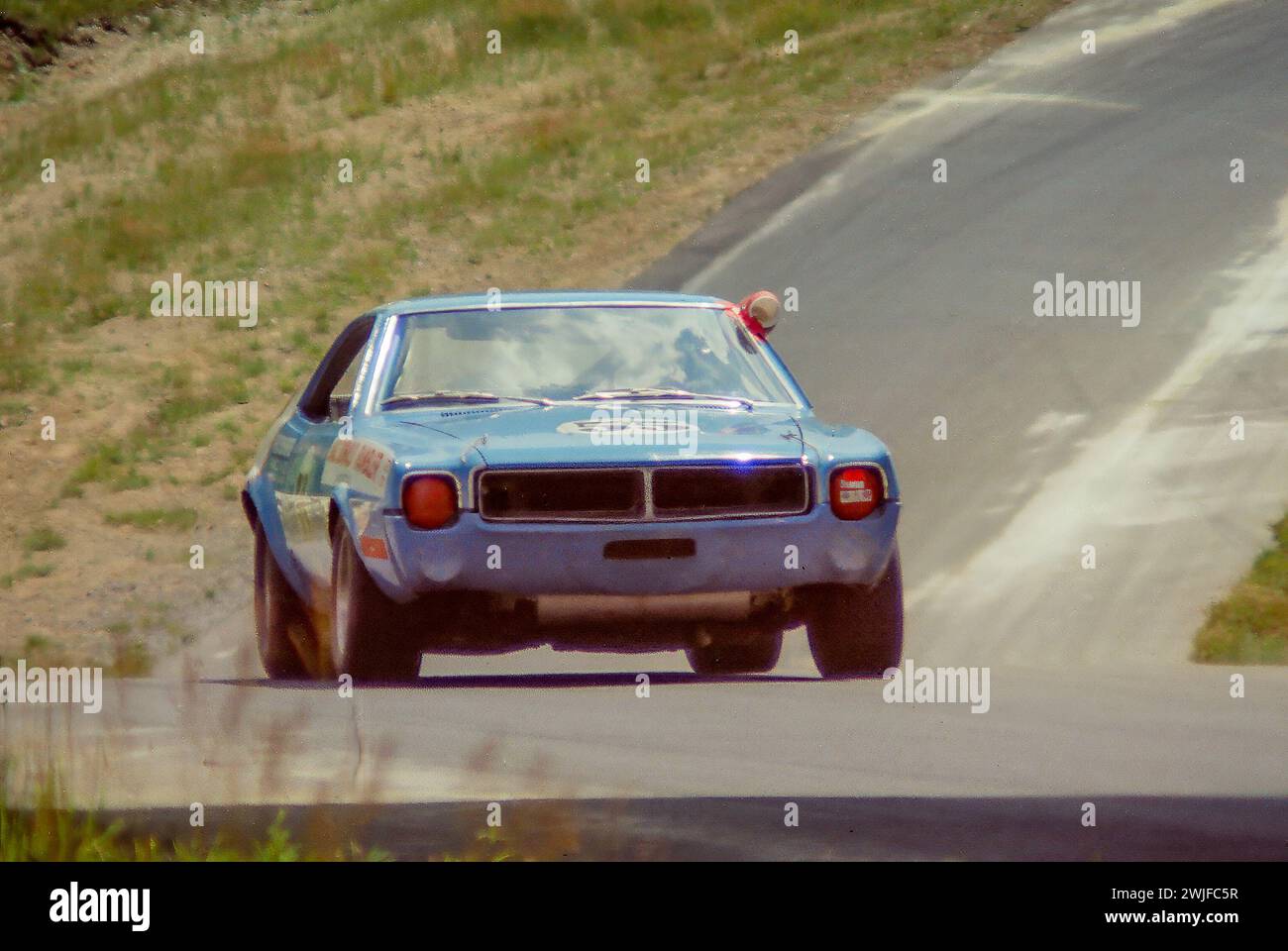 Ted Roberts driving a AMC Javelin at the 1969 Trans-Am at  Circuit Mont-Tremblant in St. Jovite, Quebec, DNF Stock Photo