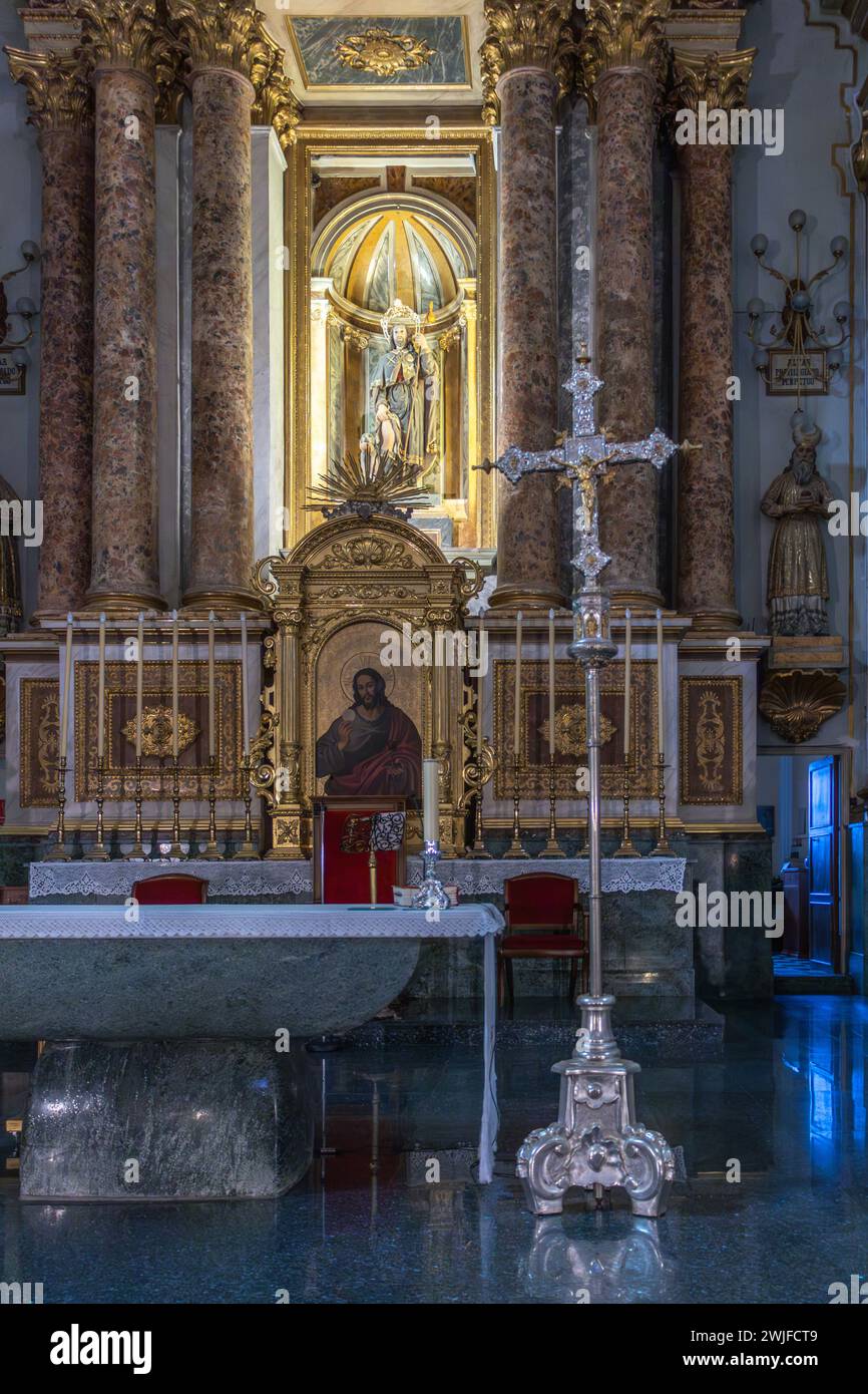Divine Illumination: Inside San Roque Church, Oliva, Spain Stock Photo