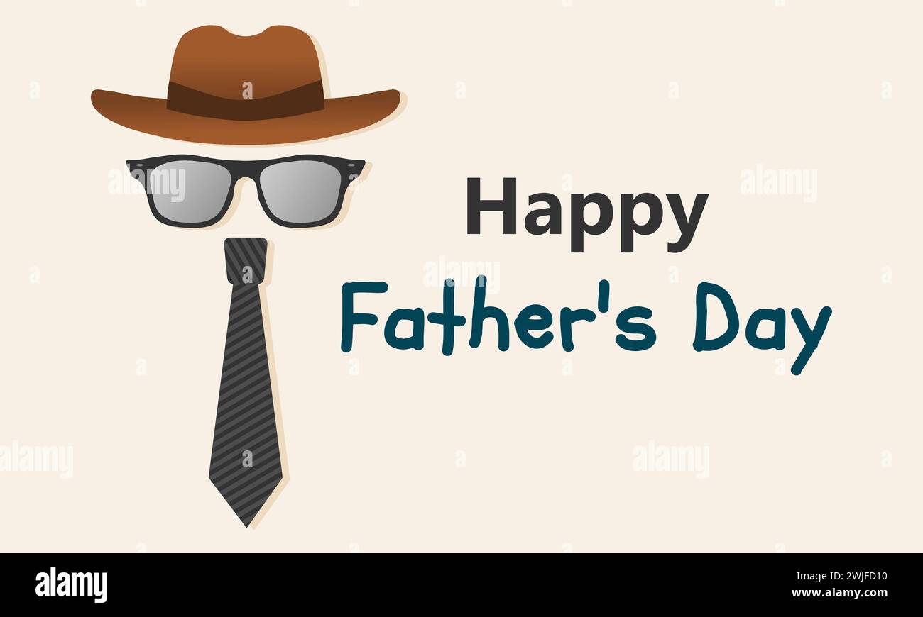 Happy Fathers Day Concept With Hat Sunglasses And Tie Vector Illustration Stock Vector Image 7870