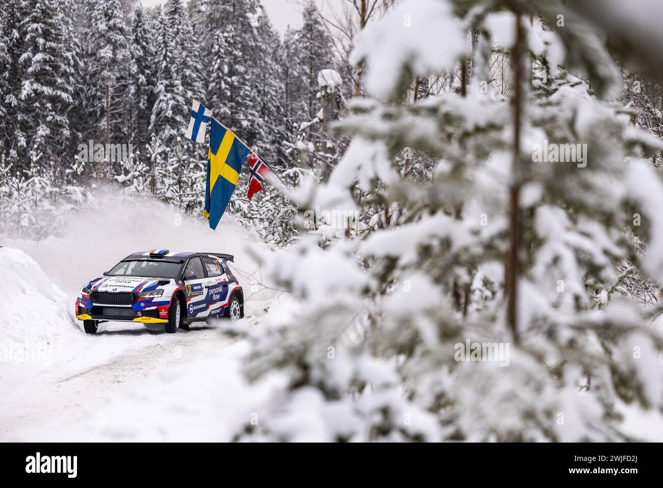 27 ZALDIVAR Fabrizio, DER OHHANESIAN Marcelo, Skoda Fabia RS Rally2, action during the Rally Sweden 2024, 2nd round of the 2024 WRC World Rally Car Championship, from February 15 to 18, 2024 at Umea, Sweden Stock Photo