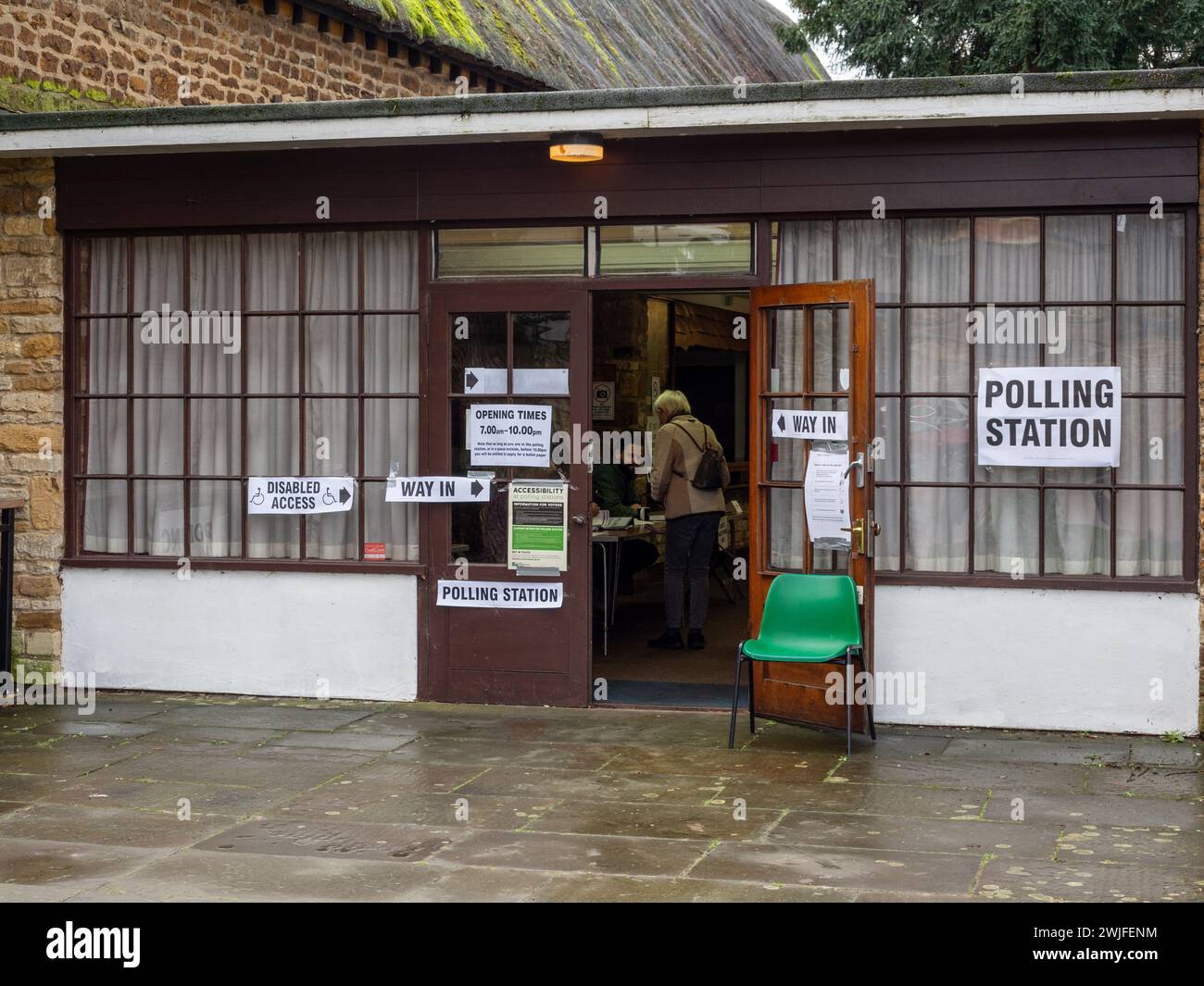 Wellingborough By Election 2024; polling station in the Tithe Barn open