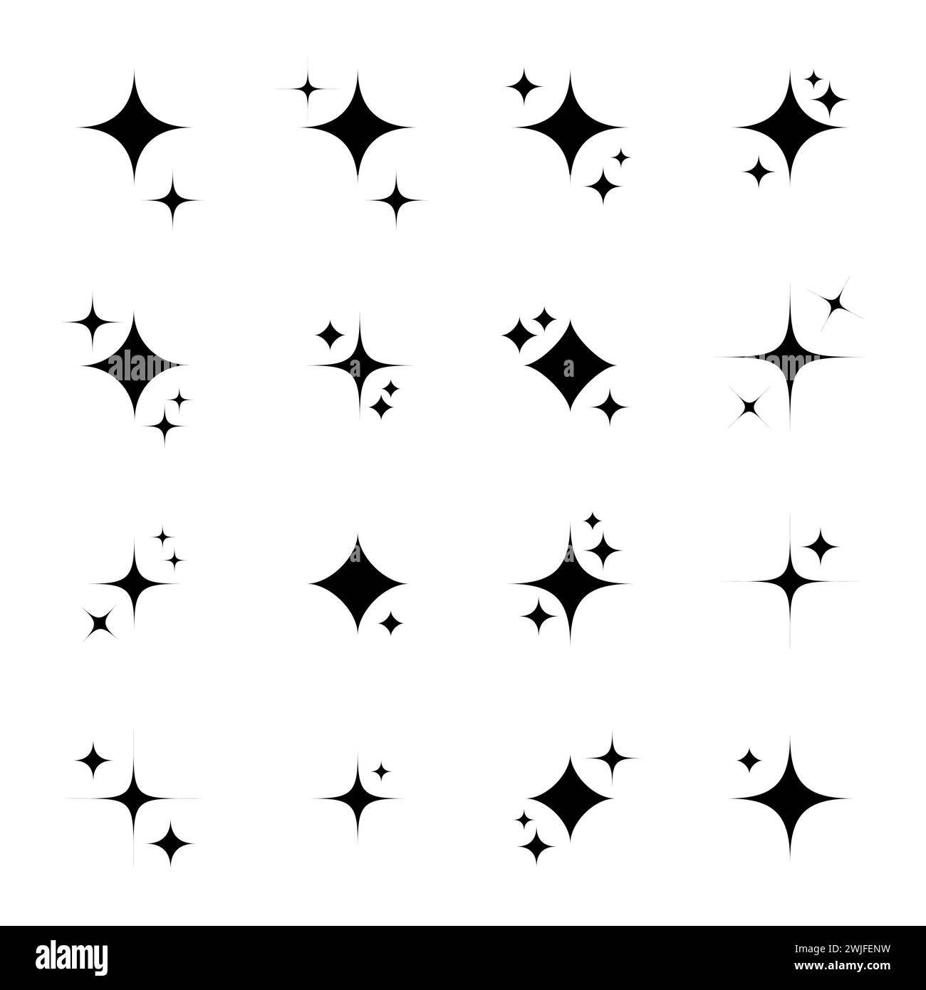 Set of elements to indicate radiance, brilliance, and stars in